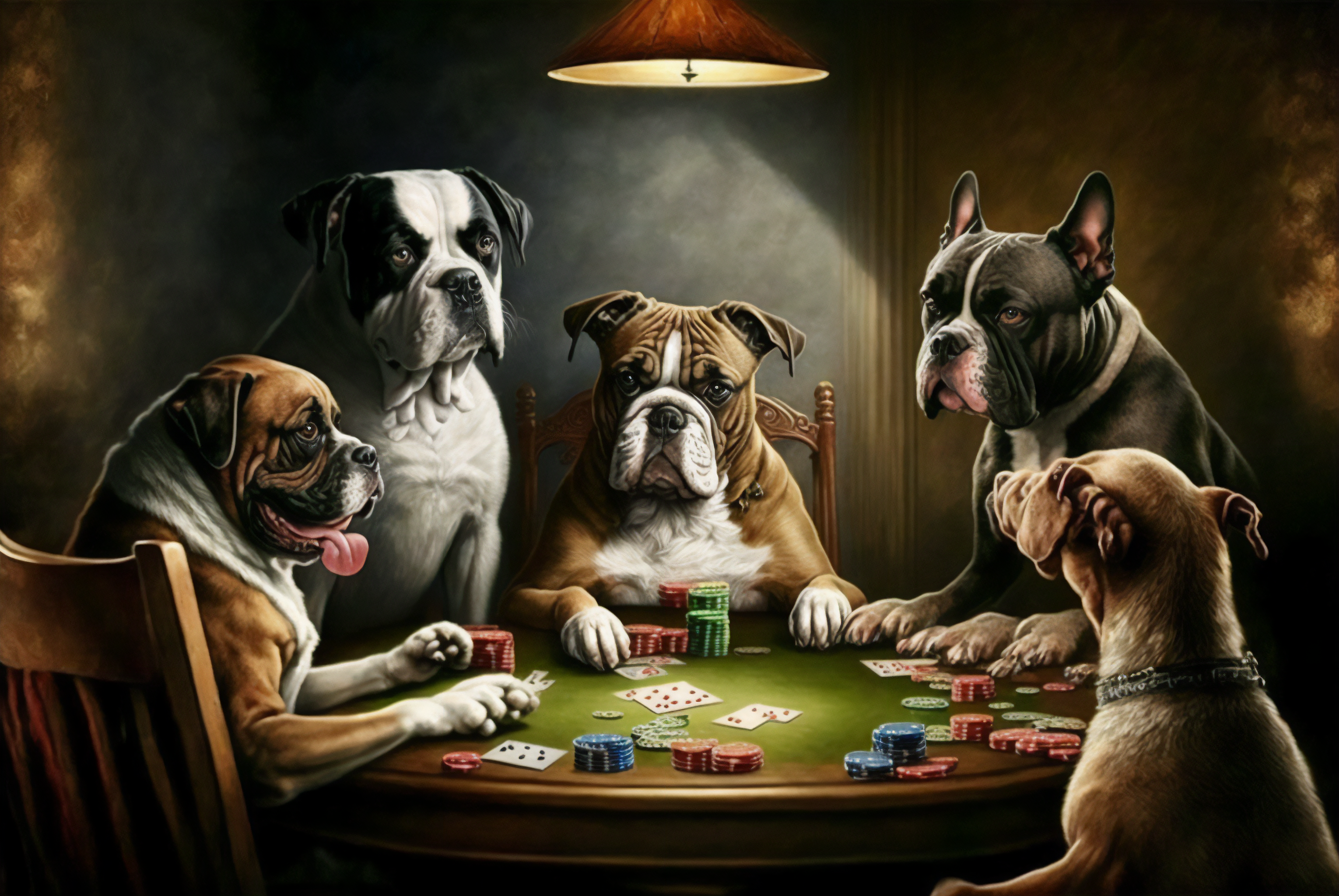 Ai Art Illustration Dog Poker Poker Chips Animals Cards 3060x2048