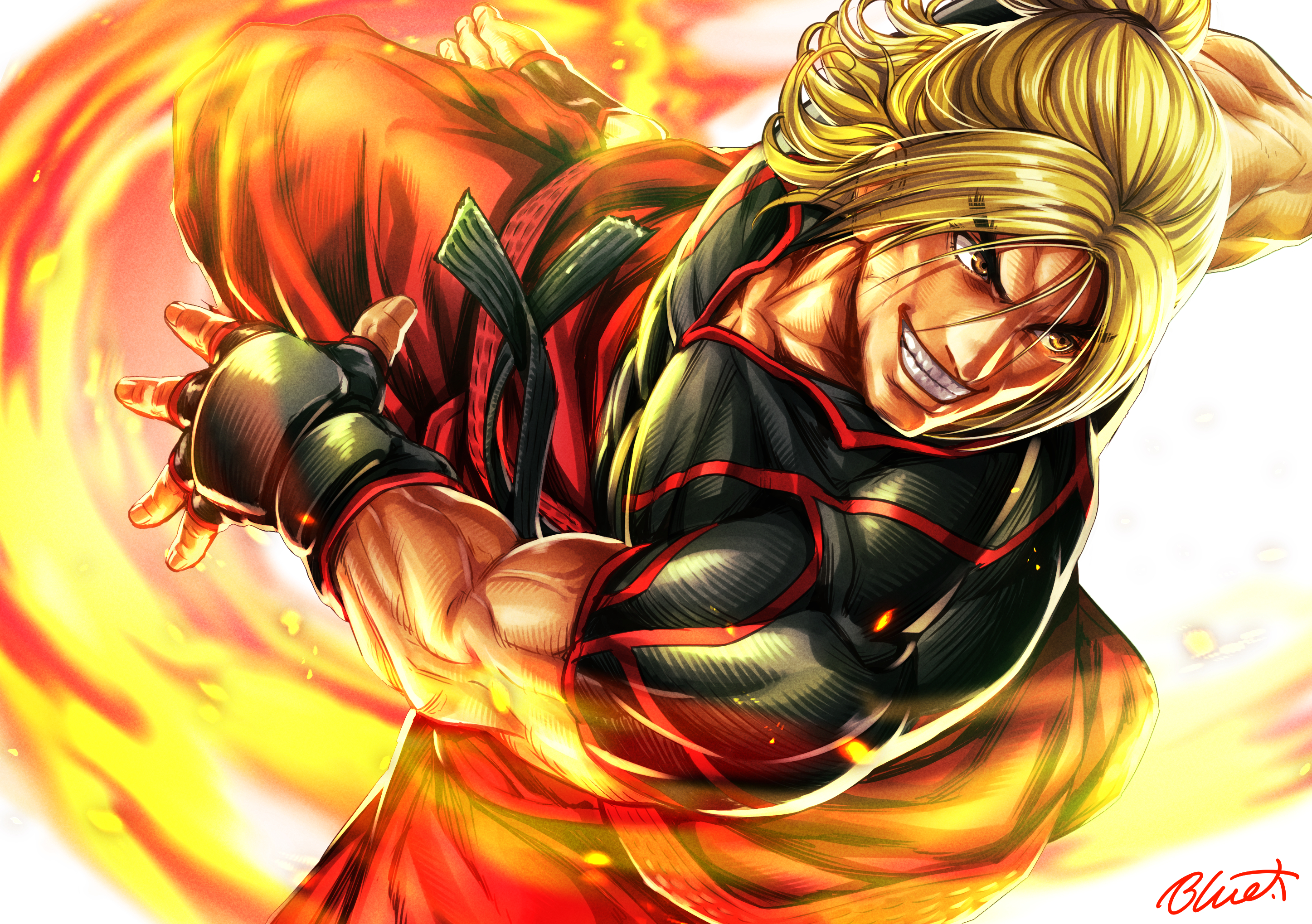 Anime Anime Boys Video Game Characters Video Games Anime Games Street Fighter Ken Masters Short Hair 2894x2039