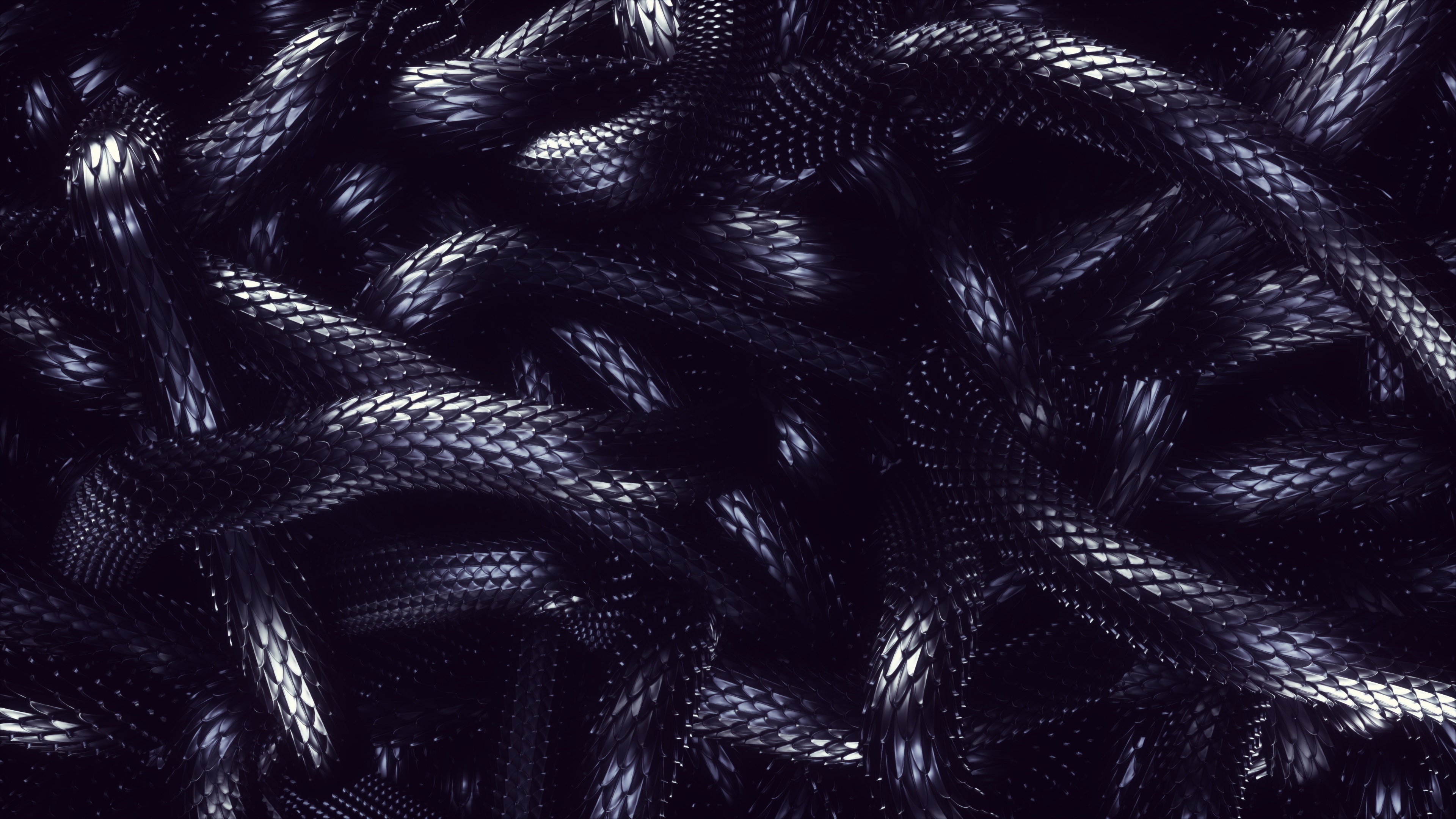 Snake Metal 3D Digital Brutalism Animals 3840x2160