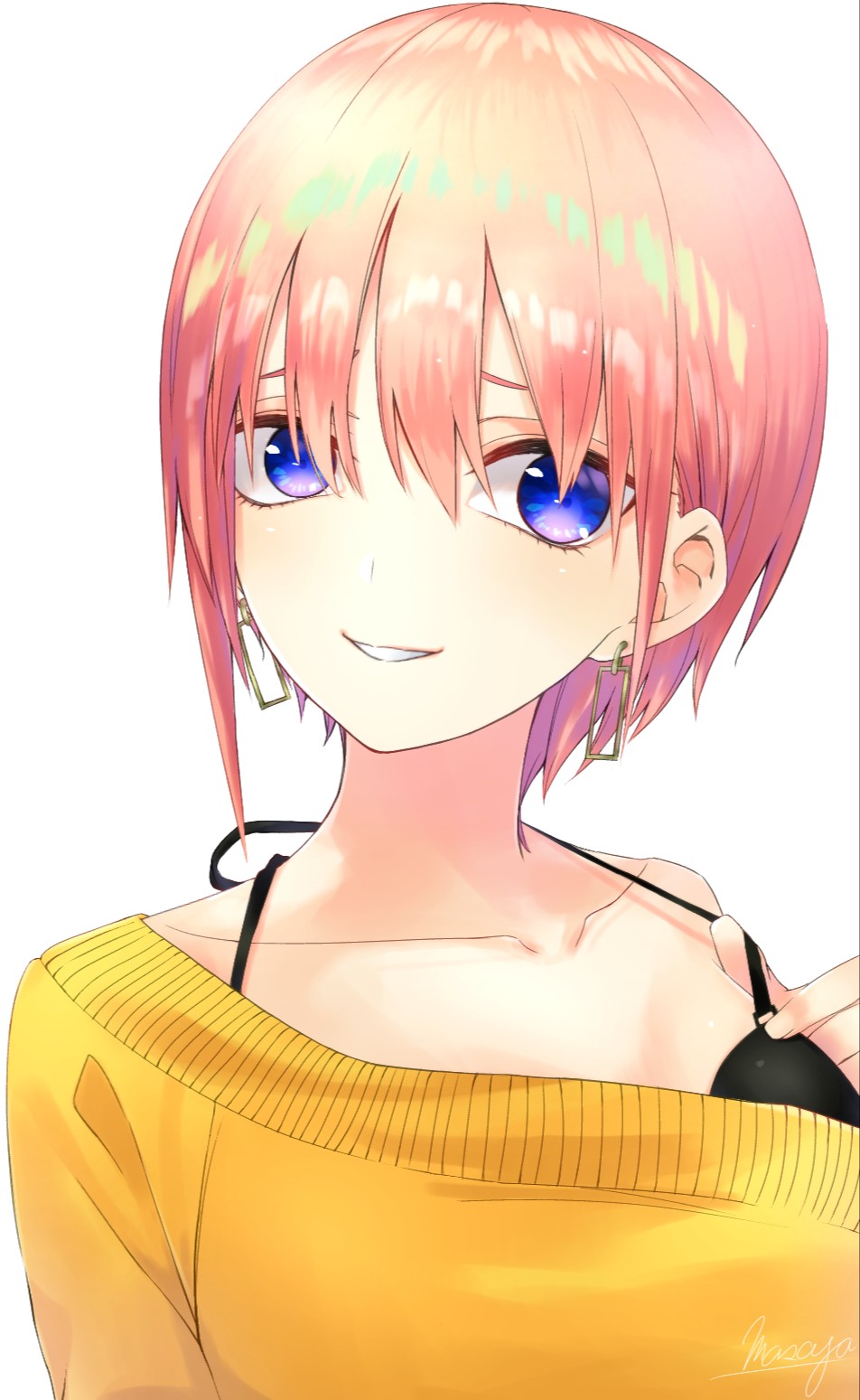 Anime Anime Girls 5 Toubun No Hanayome Nakano Ichika Short Hair Pink Hair Solo Artwork Digital Art F 952x1549