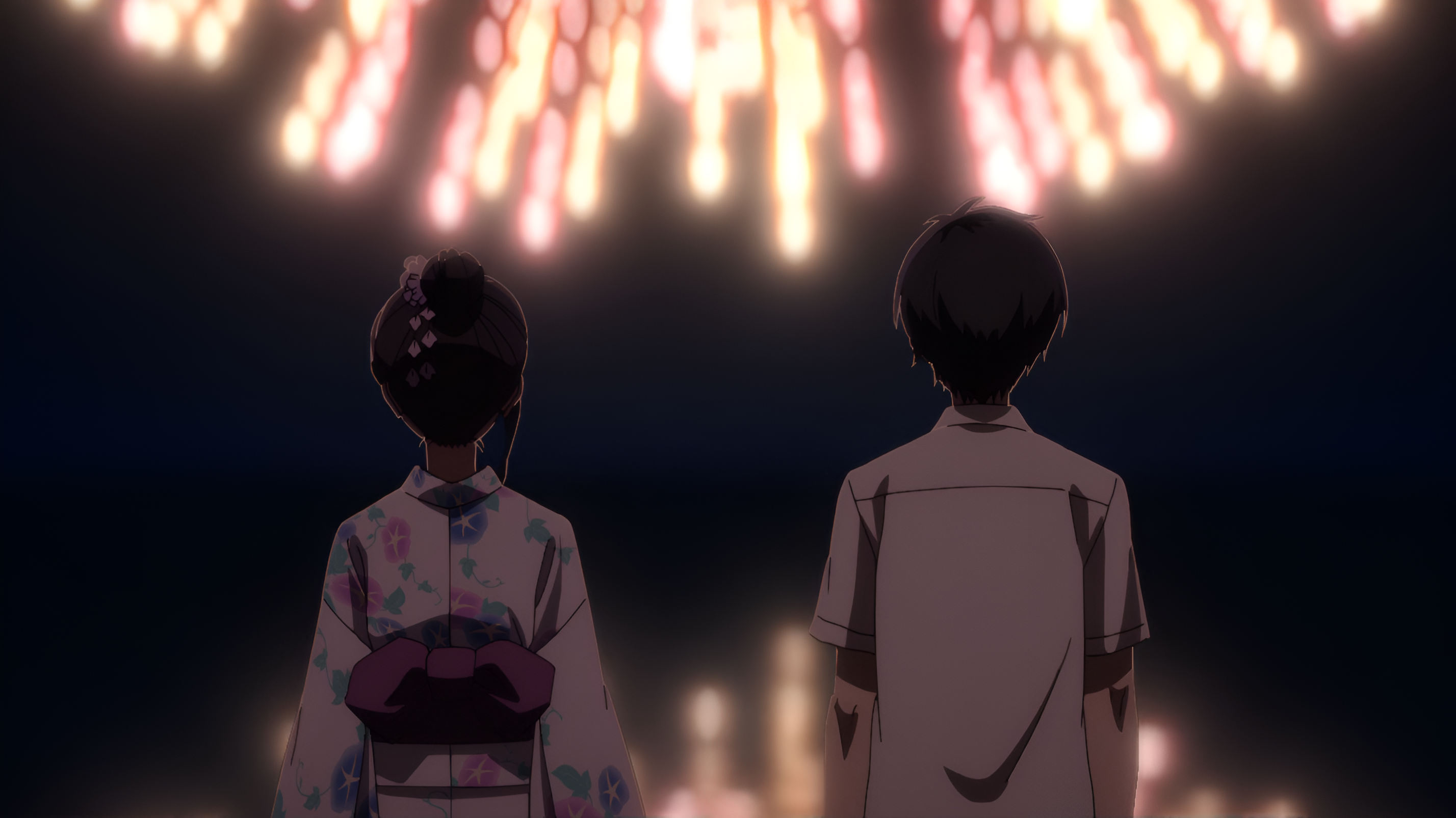The Tunnel To Summer The Exit Of Goodbye Fireworks Yukata Kimono Anime Girls Anime Boys Night Sky St 2856x1606