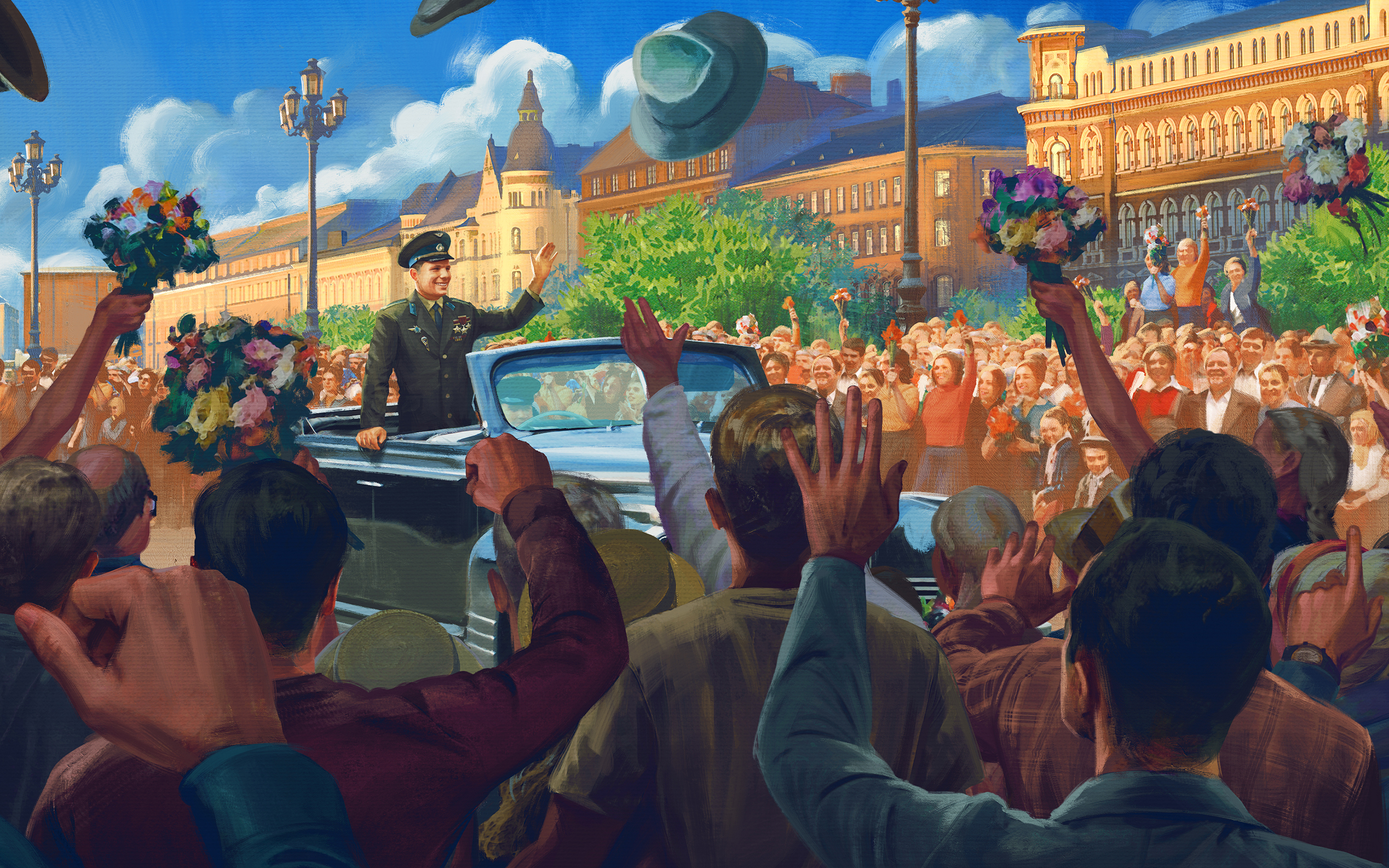 Yuri Gagarin USSR Crowd People 2560x1600