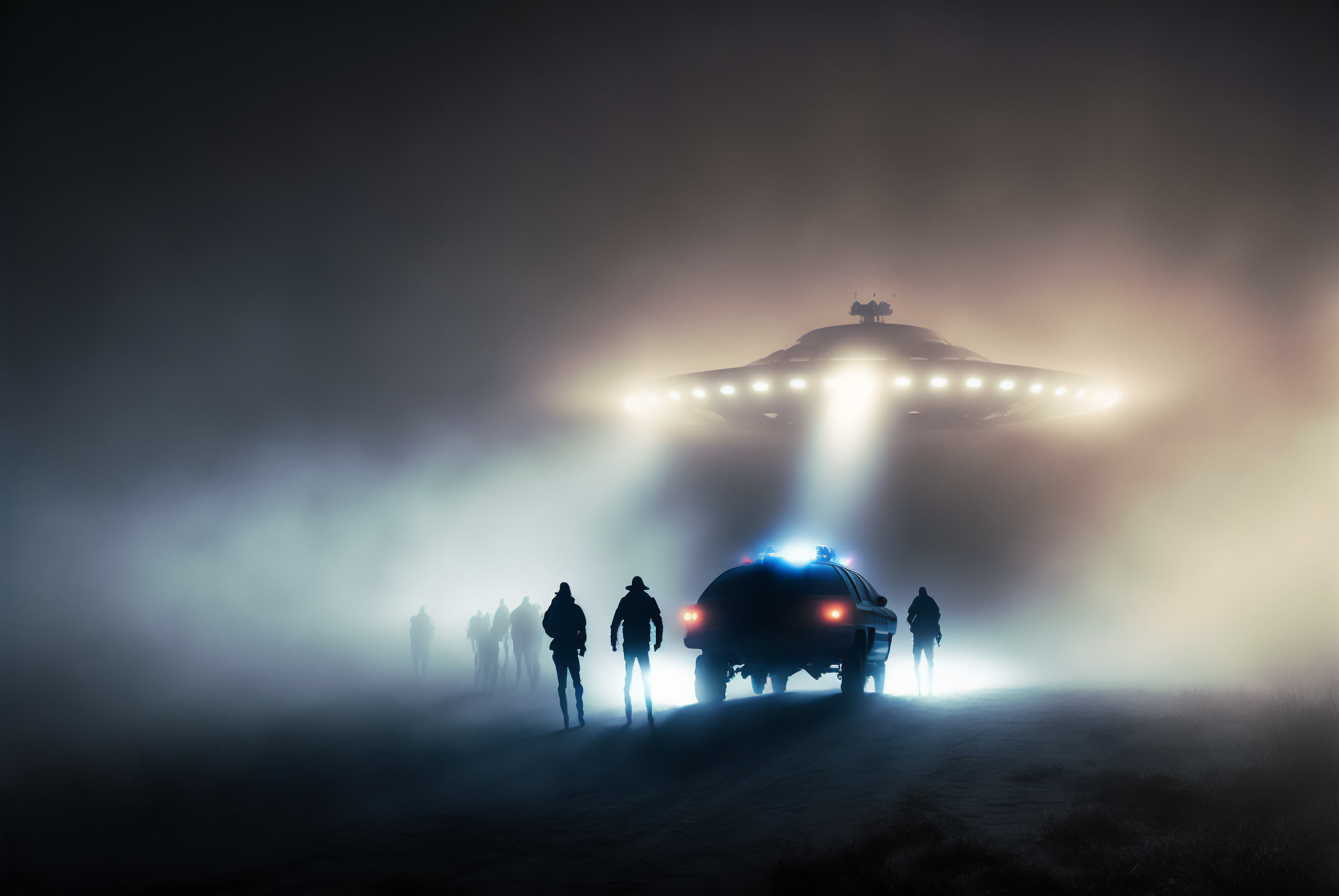 Ai Art Mist UFO Flying Saucers Silhouette 3060x2048