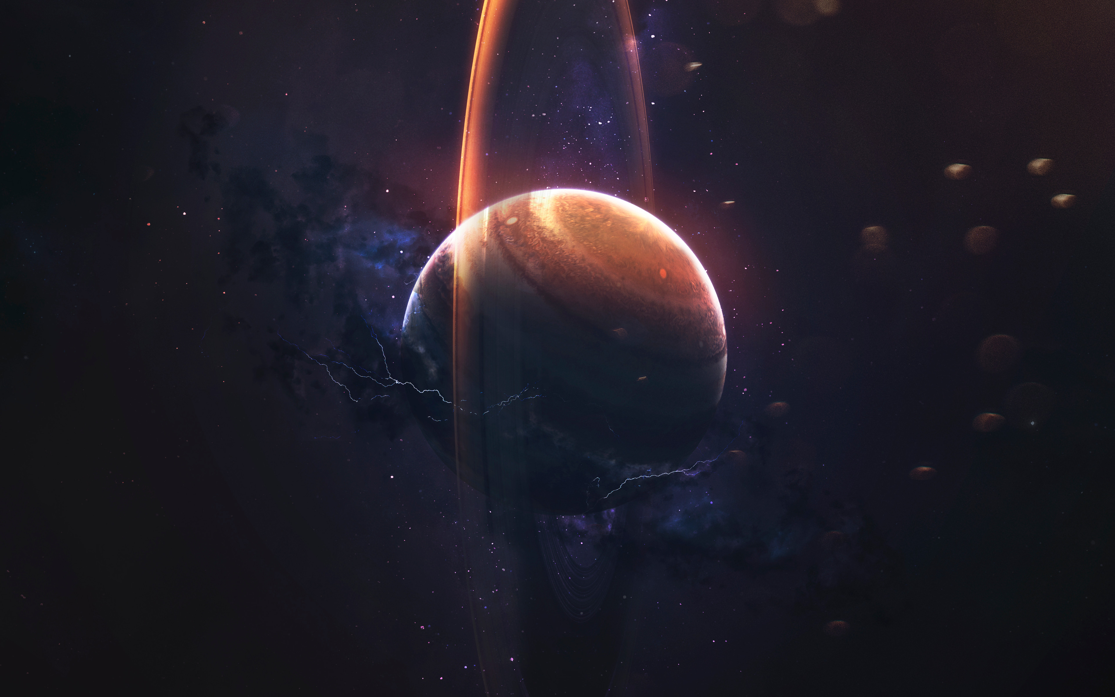 Digital Digital Art Artwork Illustration Render Space Art Galaxy Planet Jupiter Planetary Rings Star 3840x2400