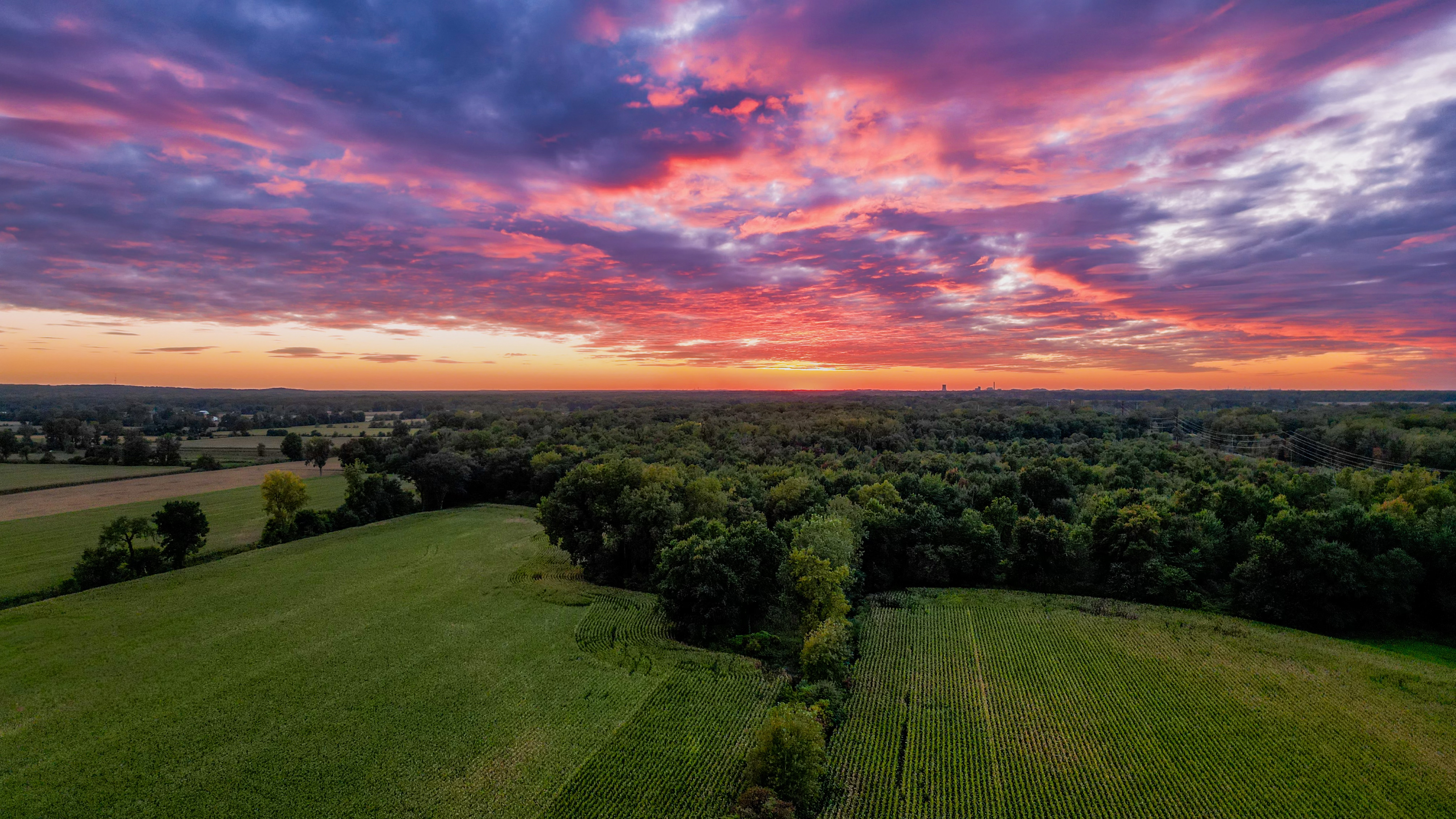 Corn Landscape Drone Trees Clouds Farm Sunset Drone Photo 4025x2264