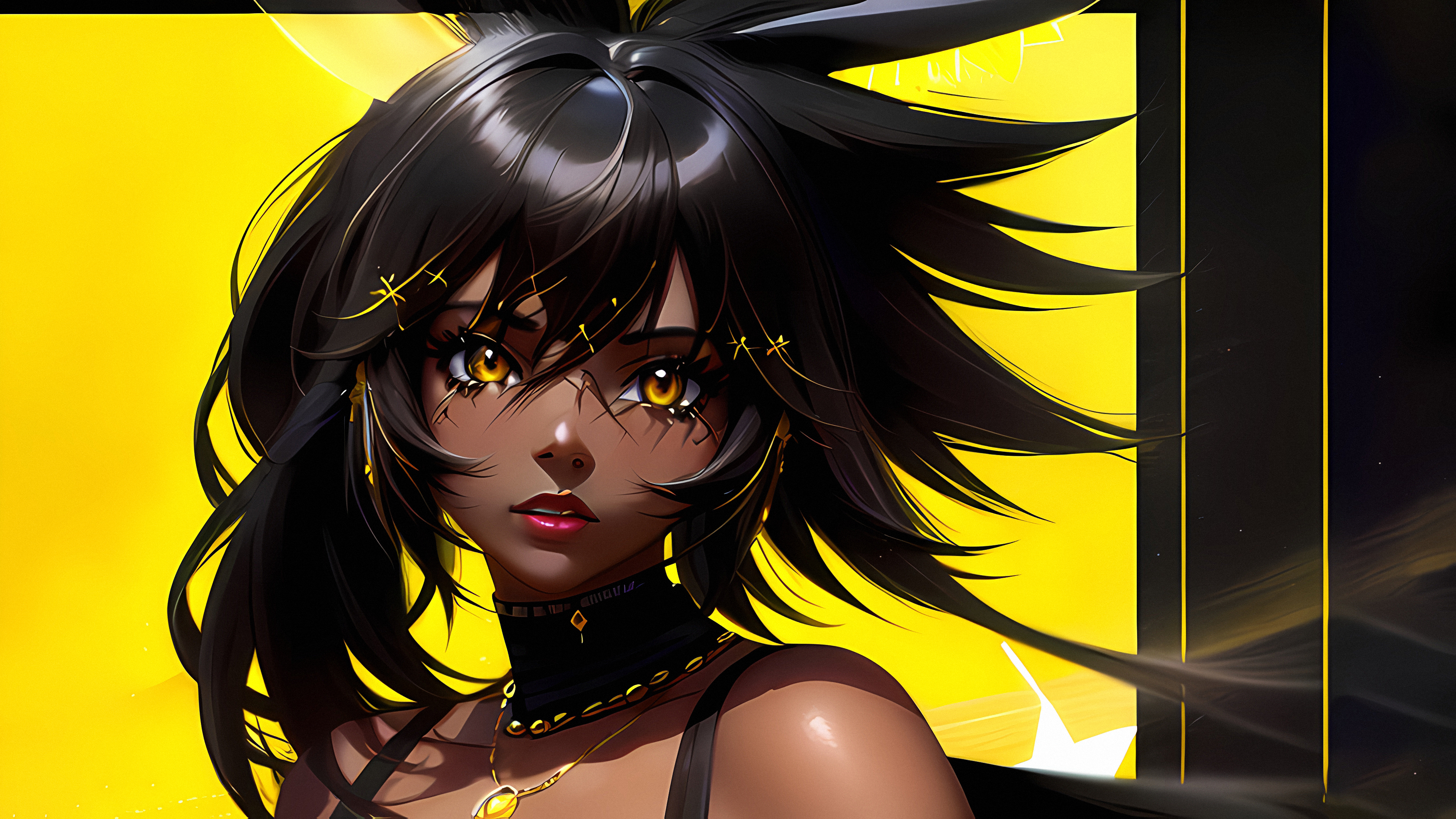 Stable Diffusion 4K Ebony Women Women Yellow Ai Art Dark Skin 3840x2160