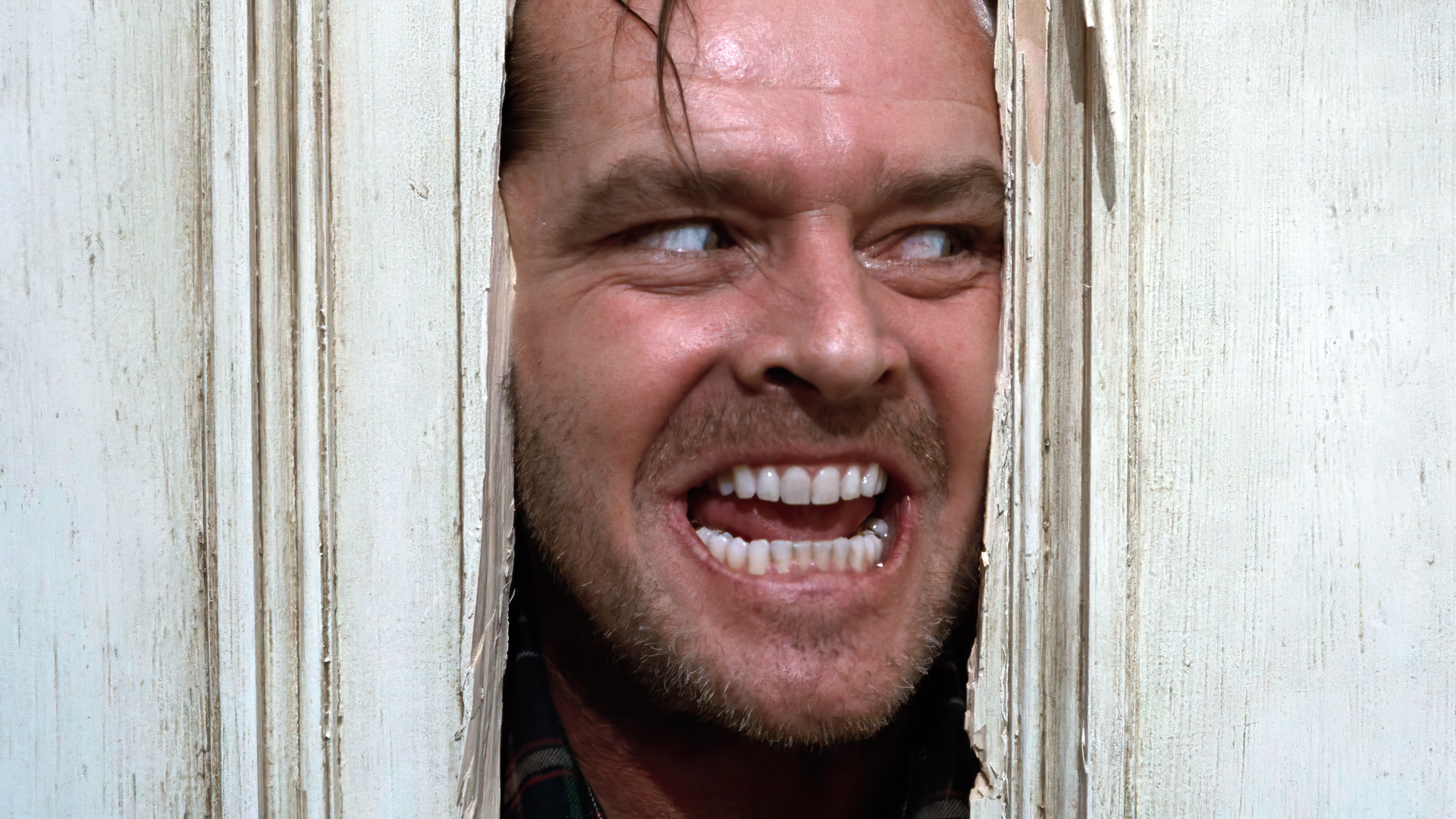The Shining Jack Nicholson Jack Torrance Movies Film Stills Door Men Beard Face Teeth 1920x1080