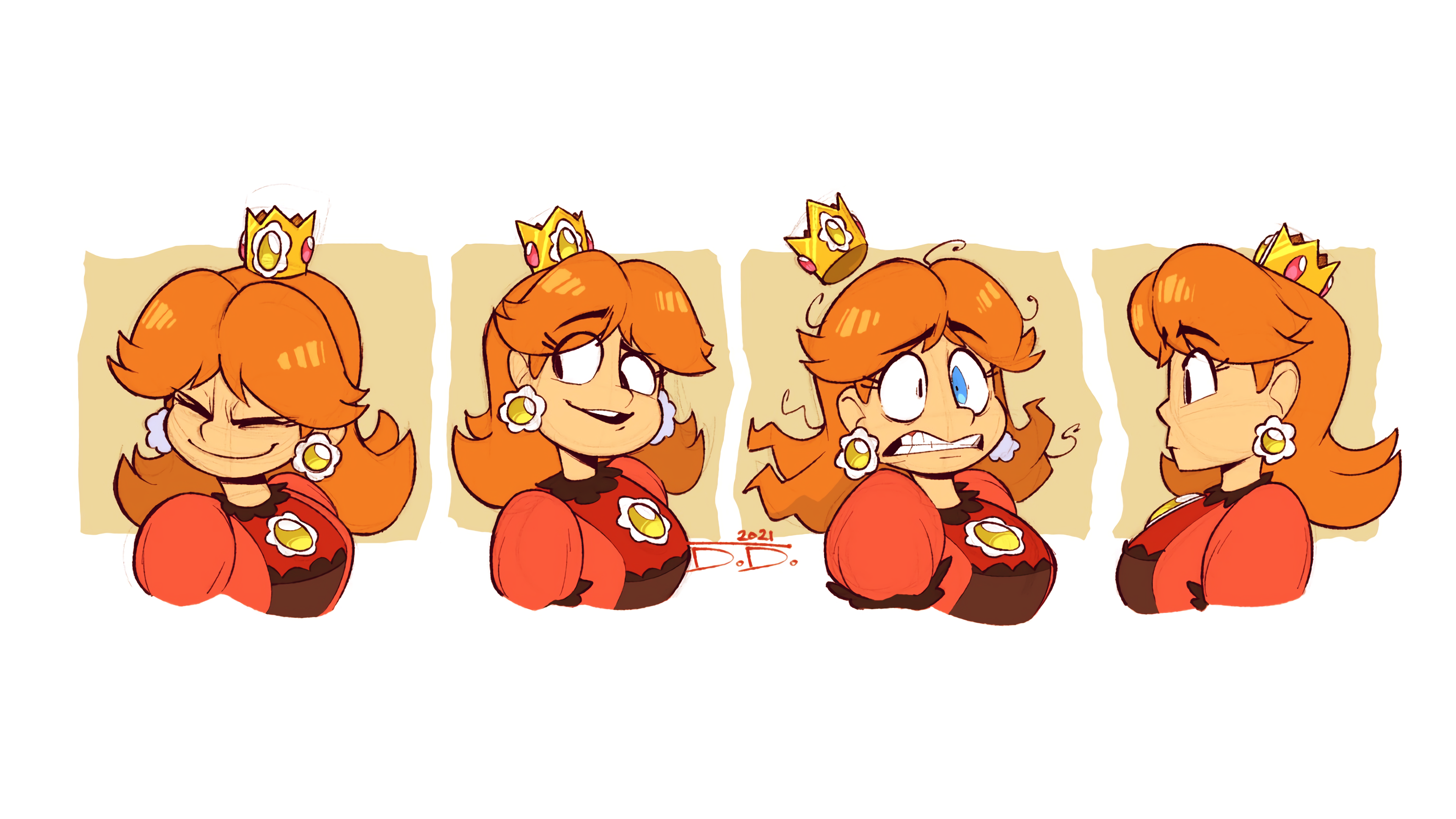 Princess Daisy Super Mario Super Mario Bros Super Smash Brothers Bangs Redhead Earring Crown Princes 3840x2160