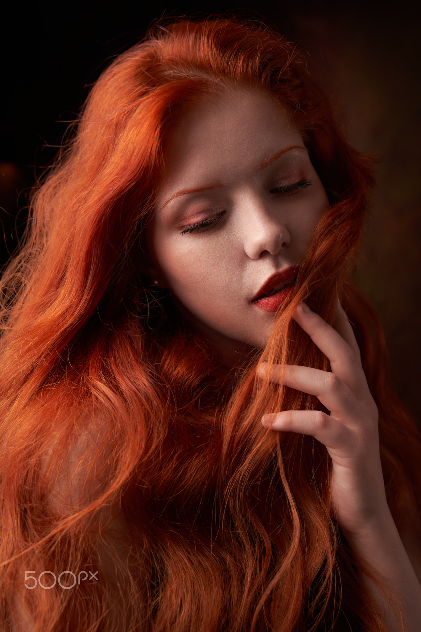 Alexander Vinogradov Women Redhead Makeup Long Hair Holding Hair Portrait 1365x2048
