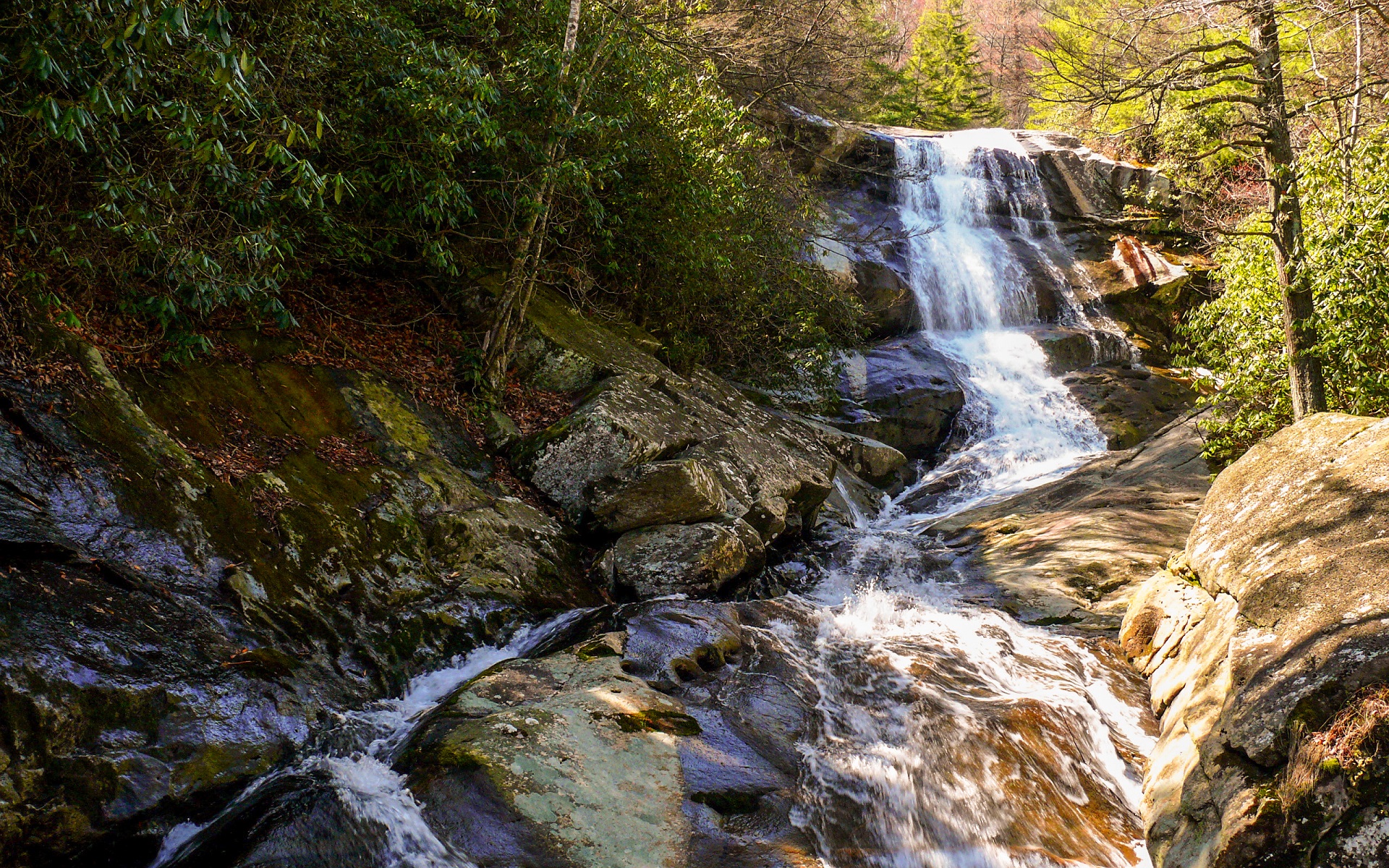 Nature Waterfall Water Rocks Trees River 1920x1200