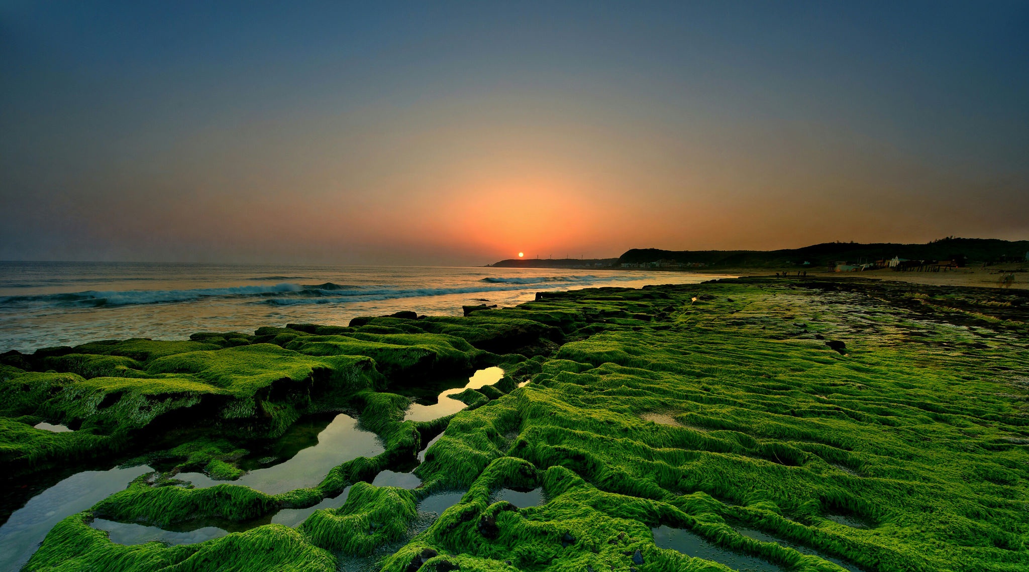 Sea Sunset Nature Horizon Seascape 2048x1140
