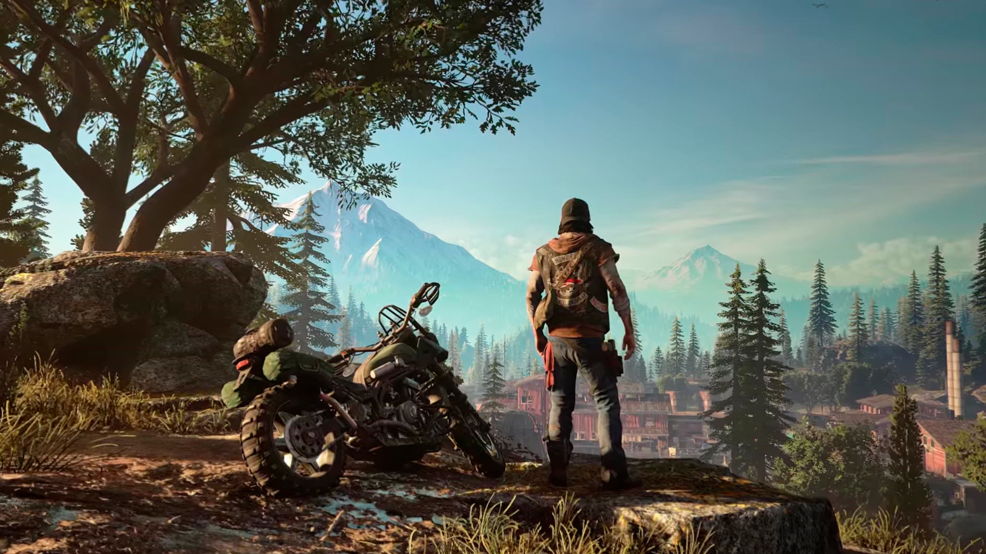 Days Gone Video Games Video Game Art Mountains Motorcycle Trees Video Game Man 1920x1080