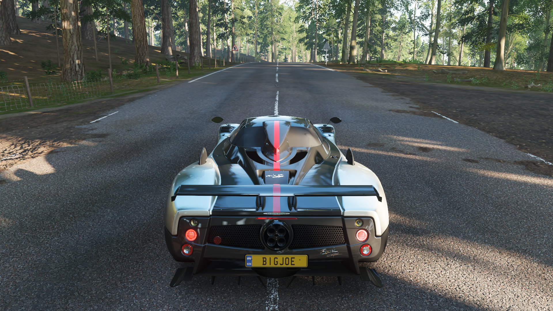 Forza Forza Horizon 4 Racing Car CGi Video Games Licence Plates Road Trees Rear View 1920x1080