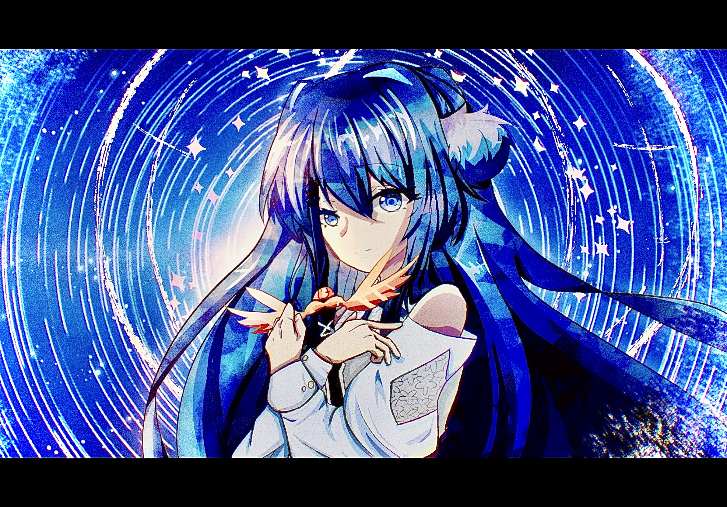 Anime Anime Girls Arknights Astesia Arknights Long Hair Blue Hair Solo Artwork Digital Art Fan Art 2388x1668