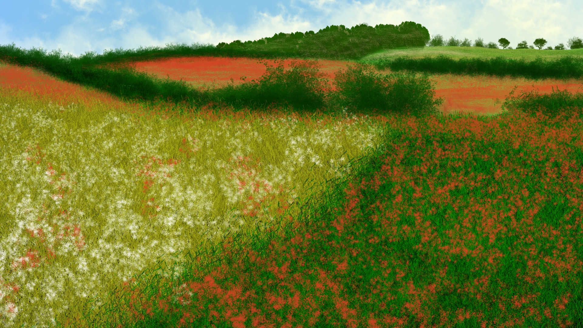 Digital Painting Digital Art Nature Landscape Field Artwork 1920x1080