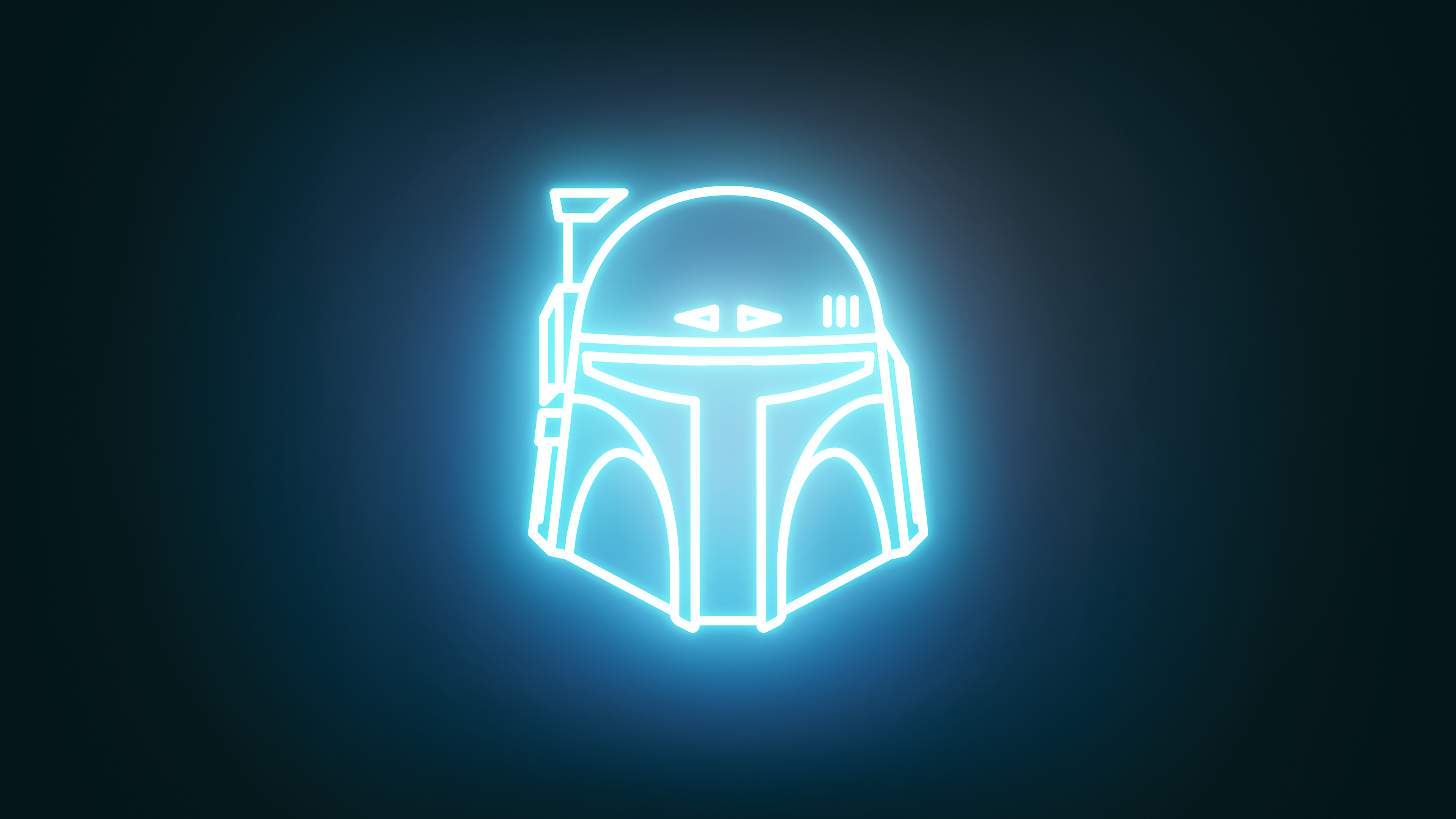Minimalism Simple Background Neon Star Wars Boba Fett Helmet Mandalorians 3840x2160