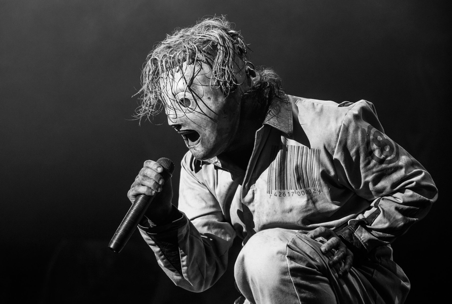 Music Metal Band Groove Metal Concerts Slipknot Corey Taylor Monochrome Mask Simple Background Micro 1800x1213