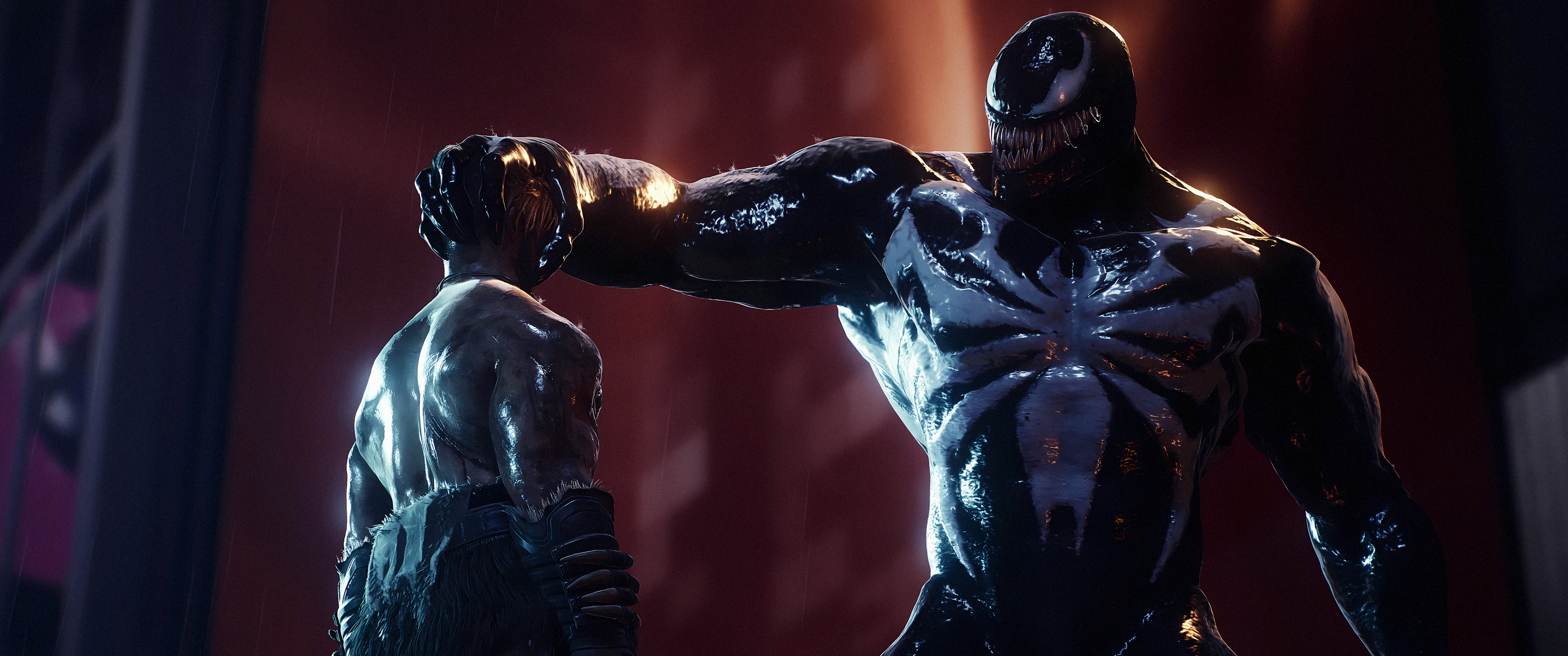Venom Spider Man 2 Marvel Character Teeth Playstation 5 Pointy Teeth Video Game Art Screen Shot Vide 3440x1440