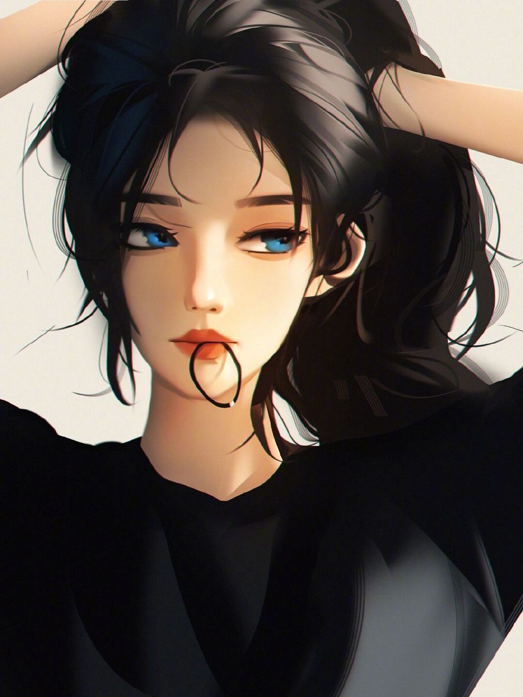 Anime Anime Girls Blue Hair Digital Art 1024x1364