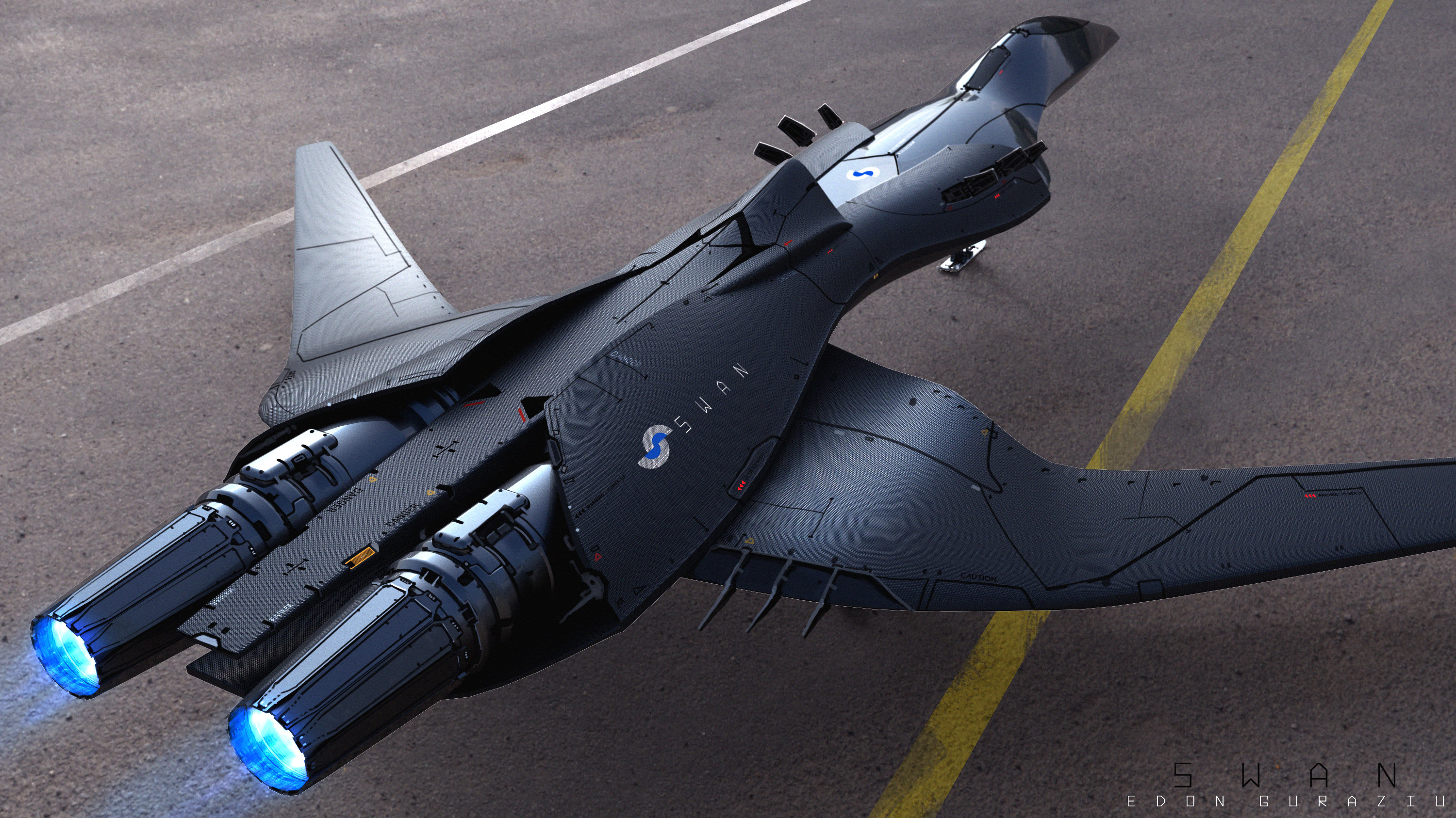 Edon Guraziu Vehicle Science Fiction 3D Space Render Jets 3000x1687