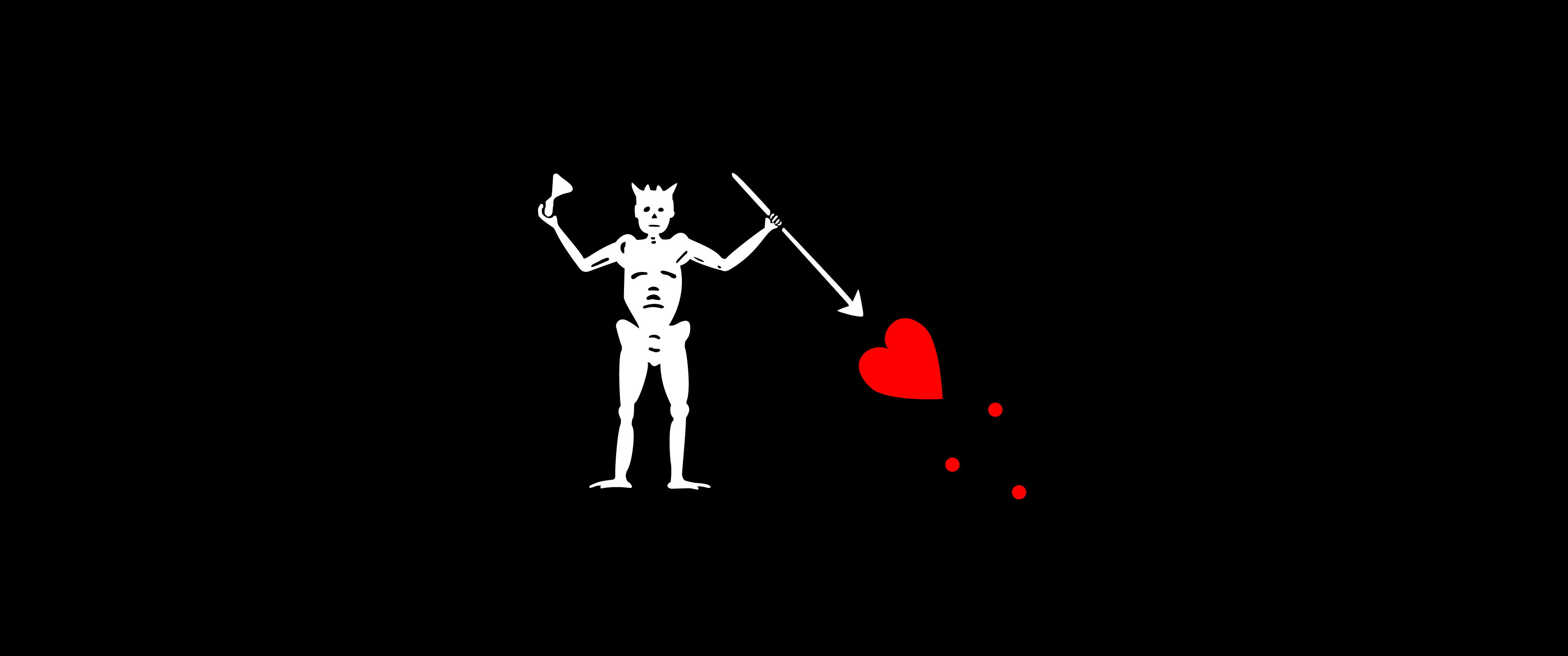 Flag Simple Background Black Background Heart Skeleton Weapon Minimalism 3440x1440
