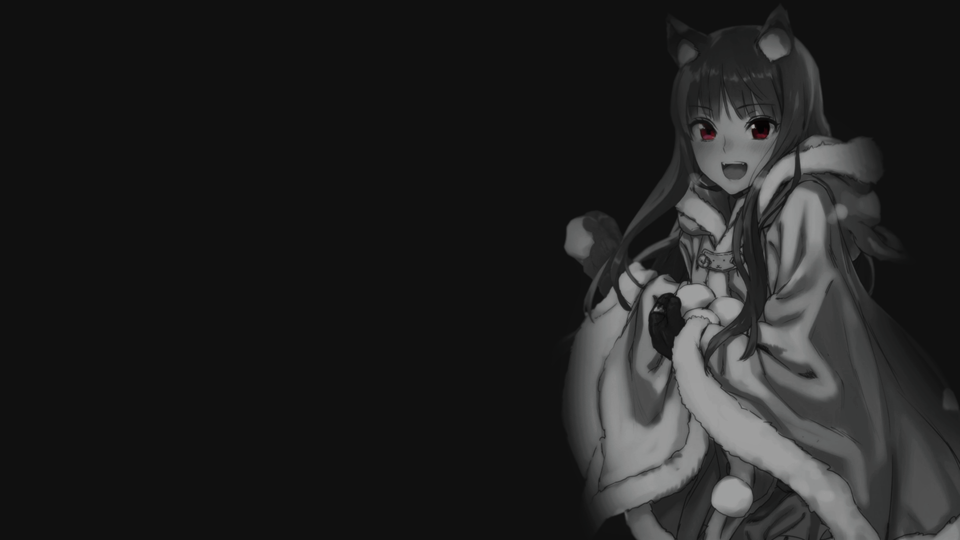Selective Coloring Black Background Dark Background Simple Background Anime Girls Spice And Wolf Hol 1920x1080