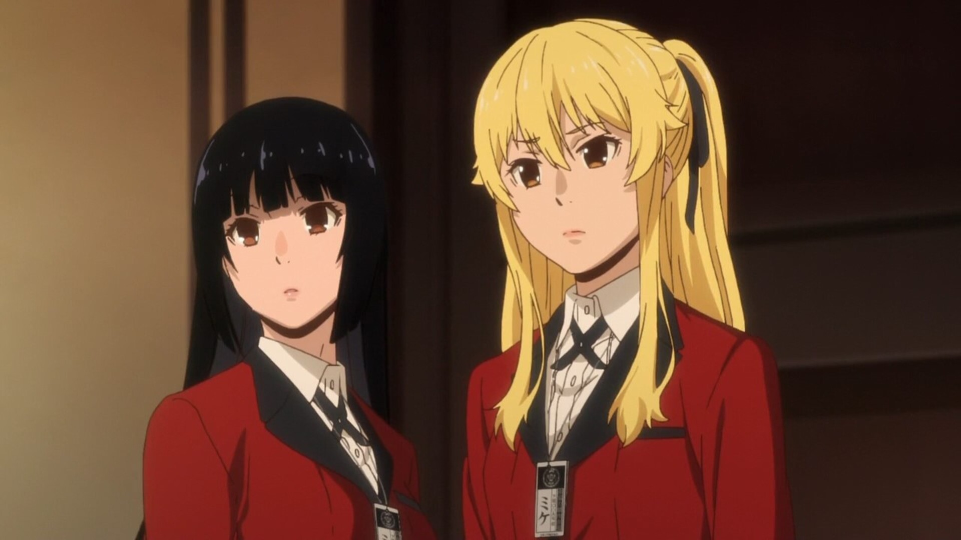 Anime Anime Girls Anime Screenshot Kakegurui Jabami Yumeko Saotome Meari Long Hair Black Hair Twinta 1920x1080