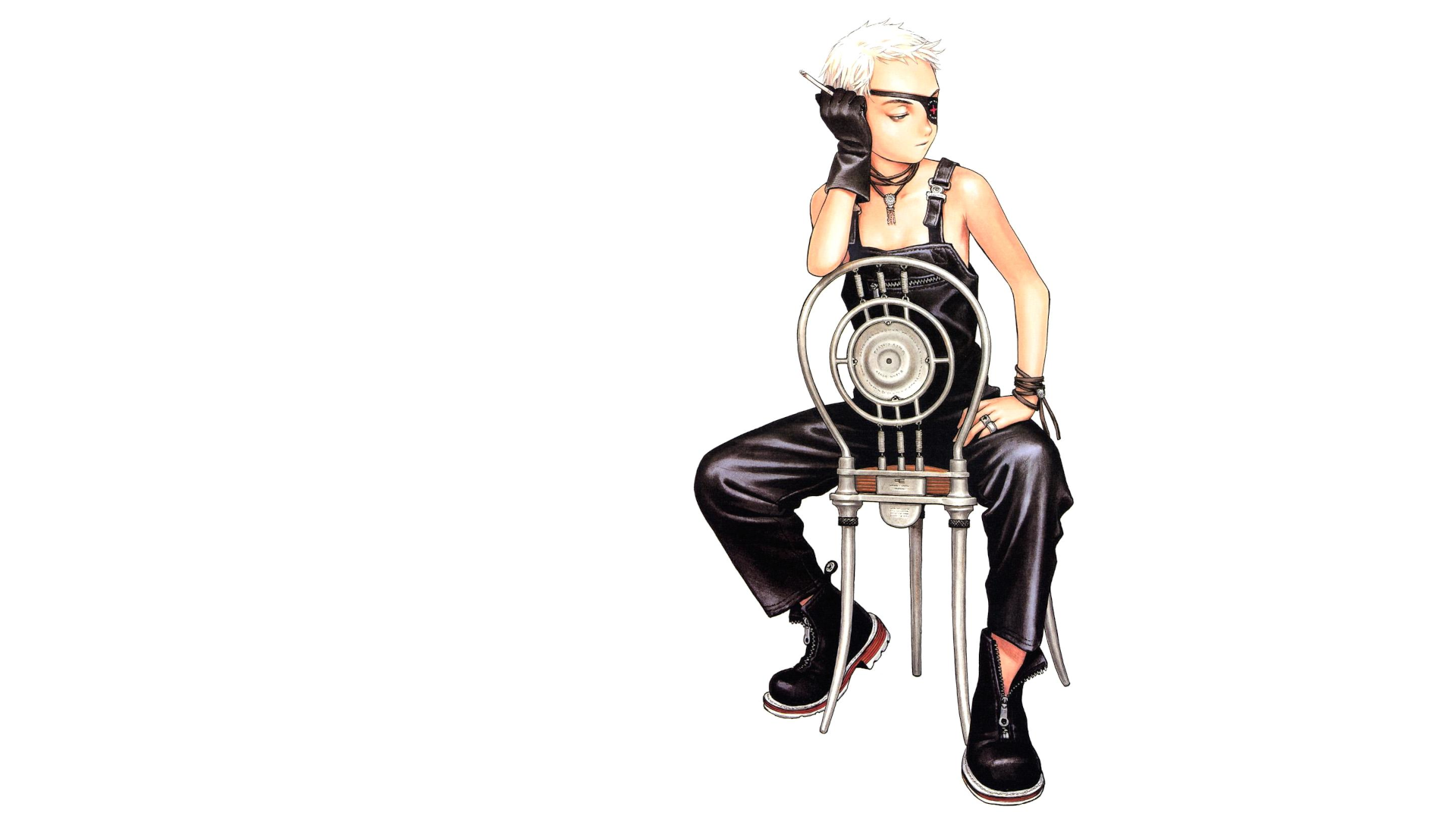 Murata Range Manga Simple Background Chair White Background Gloves Cigarettes Eyepatches Boots Sitti 1920x1080