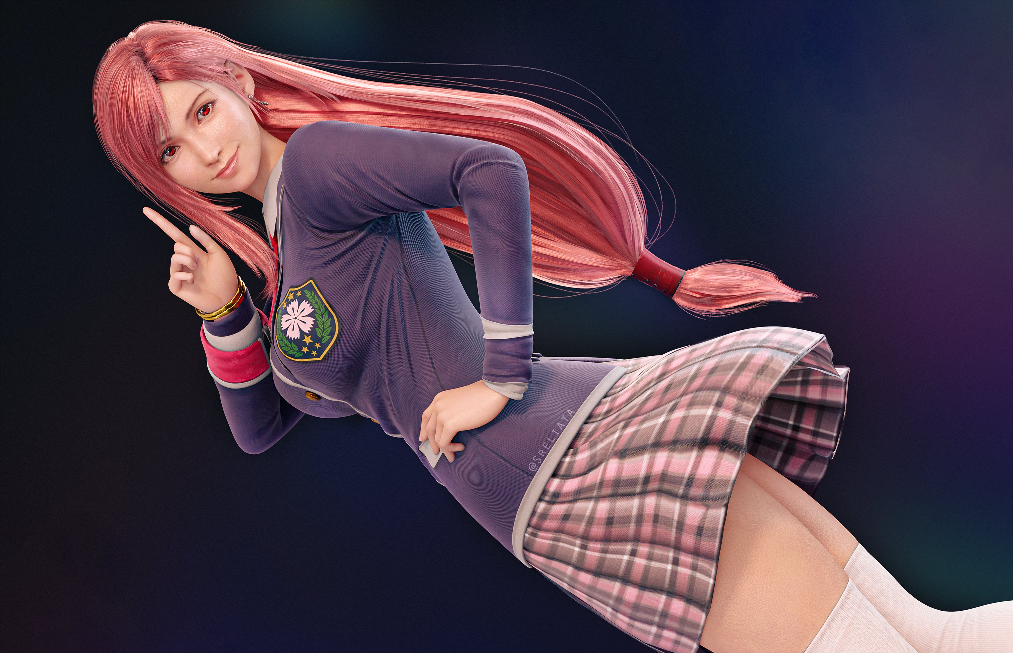 Sreliata Tifa Lockhart Final Fantasy Redhead Women Digital Art Video Game Girls Video Games Red Eyes 4000x2580