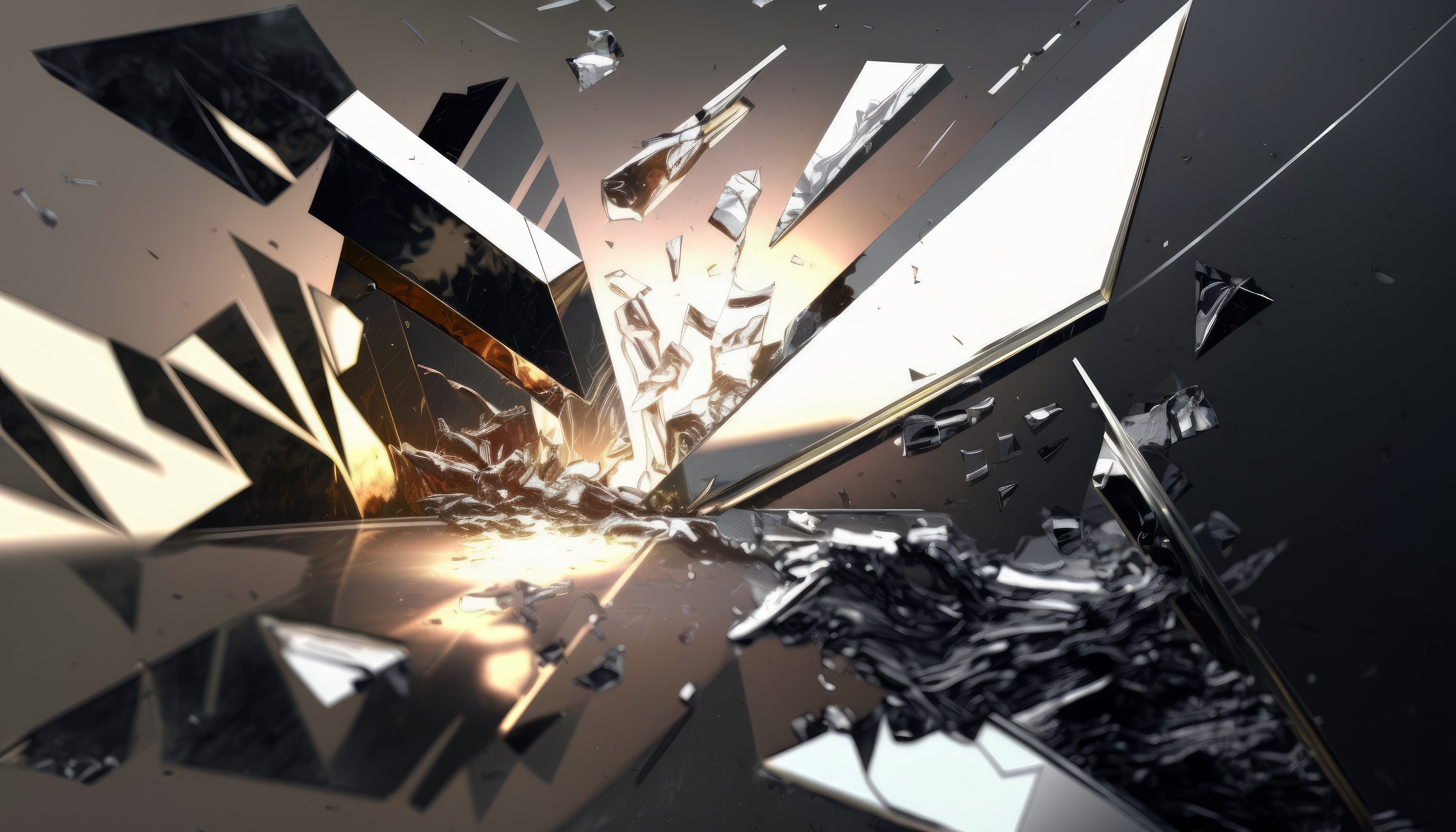 Ai Art Abstract Shards Explosion Broken Glass 4579x2616