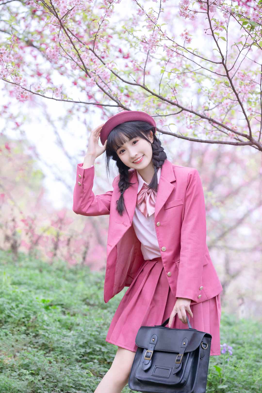 Women Pink Coat Chinese Long Hair Asian 1080x1620
