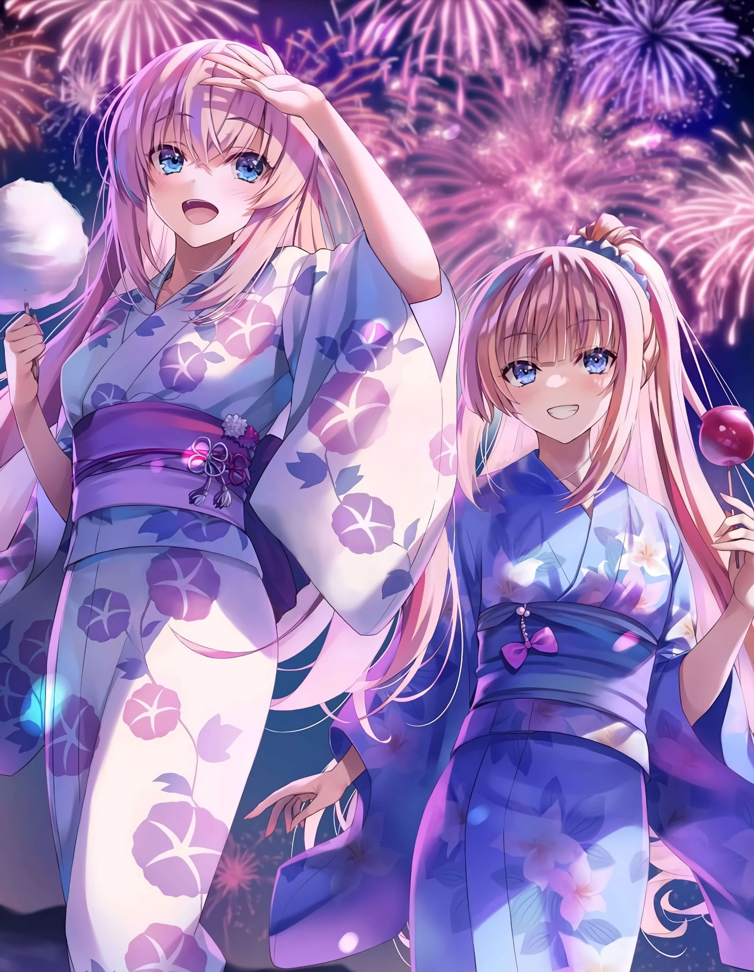 Youkoso Jitsuryoku Shijou Shugi No Kyoushitsu E Two Women Pink Hair Anime Girls Fireworks Candy Appl 1508x1943