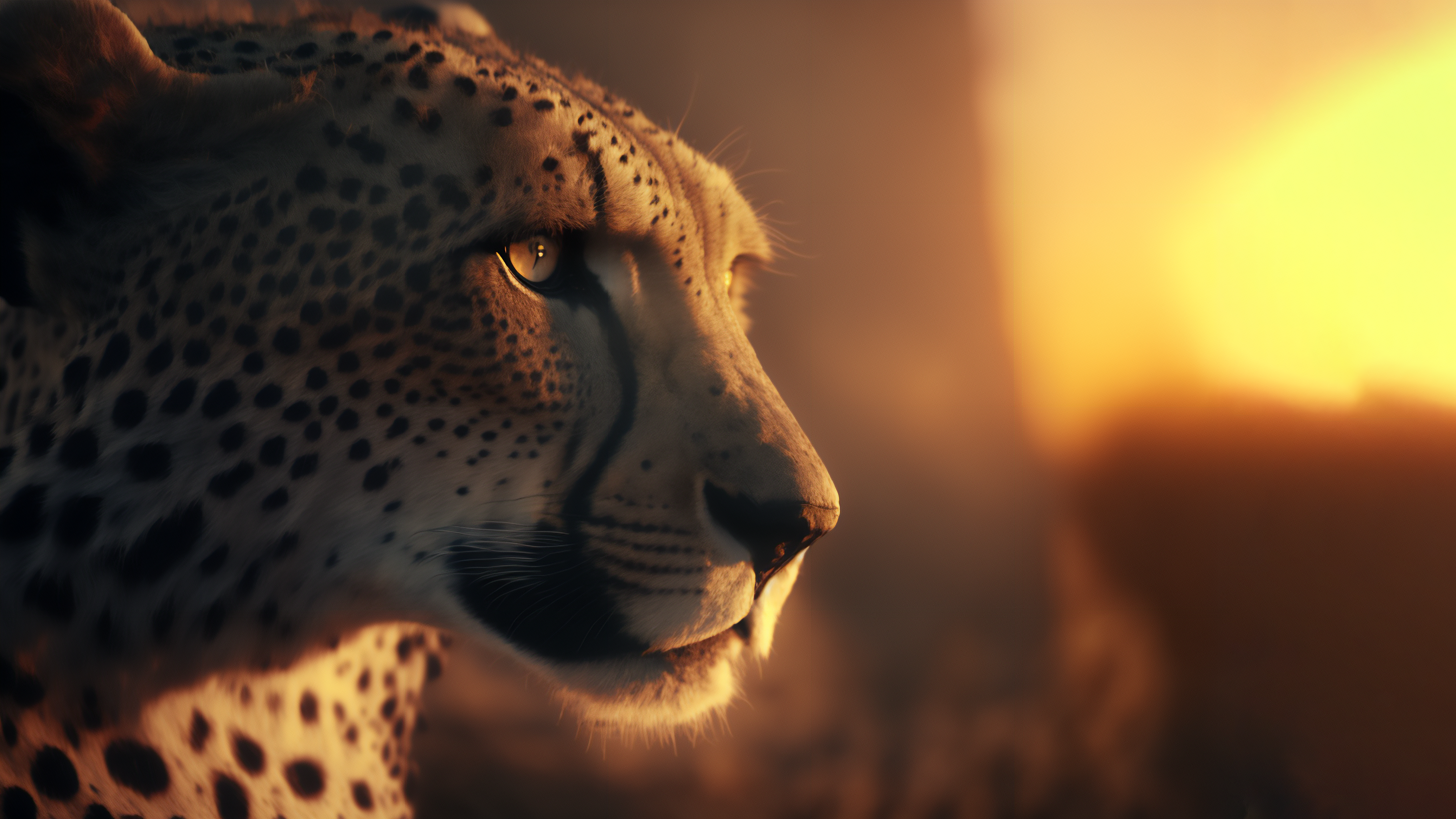 Cheetah Sunset CGi Animals 3641x2048