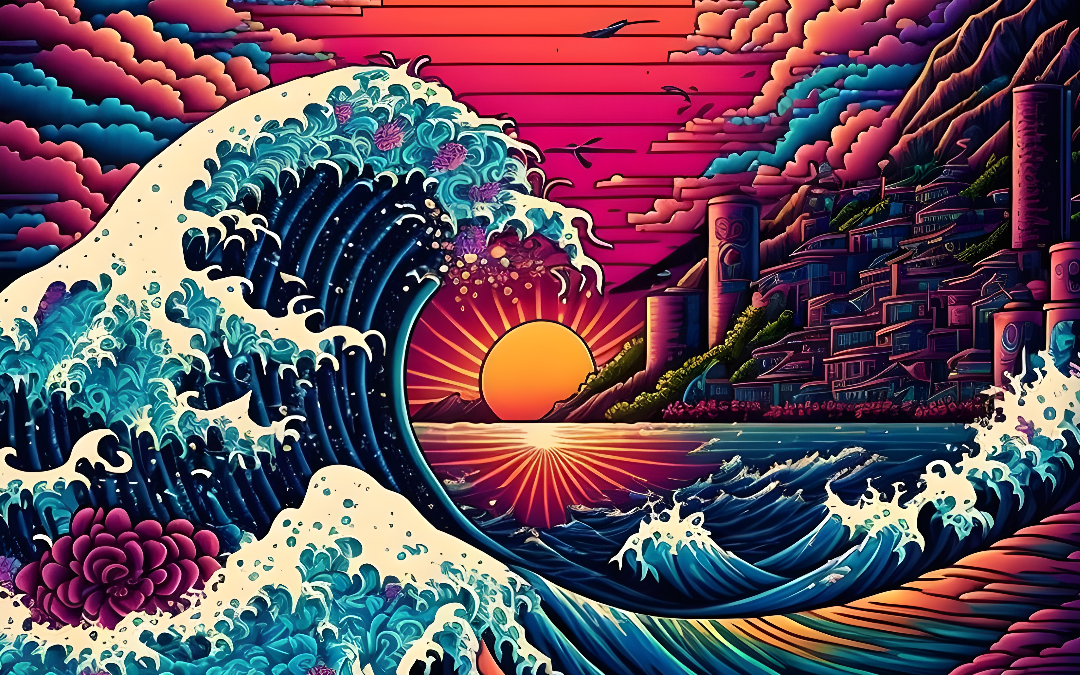 Download The Great Wave Crash by Katsushika Hokusai Wallpaper  Wallpapers com