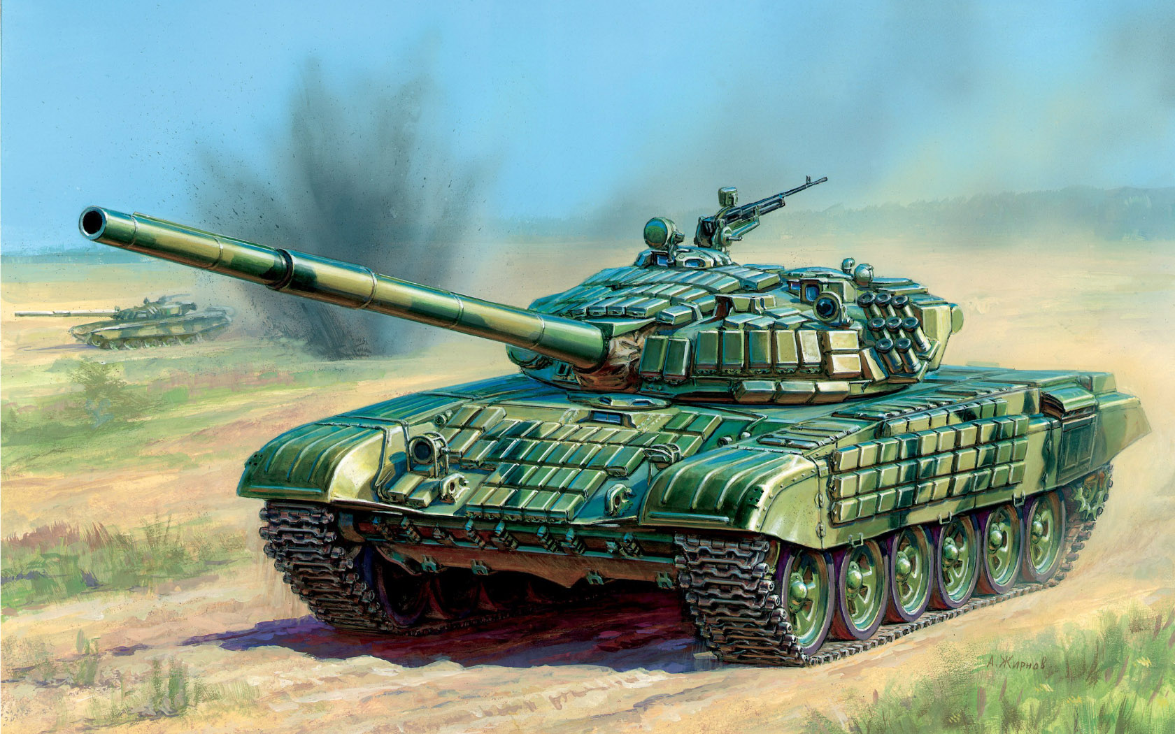 Tank Army Military Military Vehicle Artwork Explosion Grass Ground 1680x1050