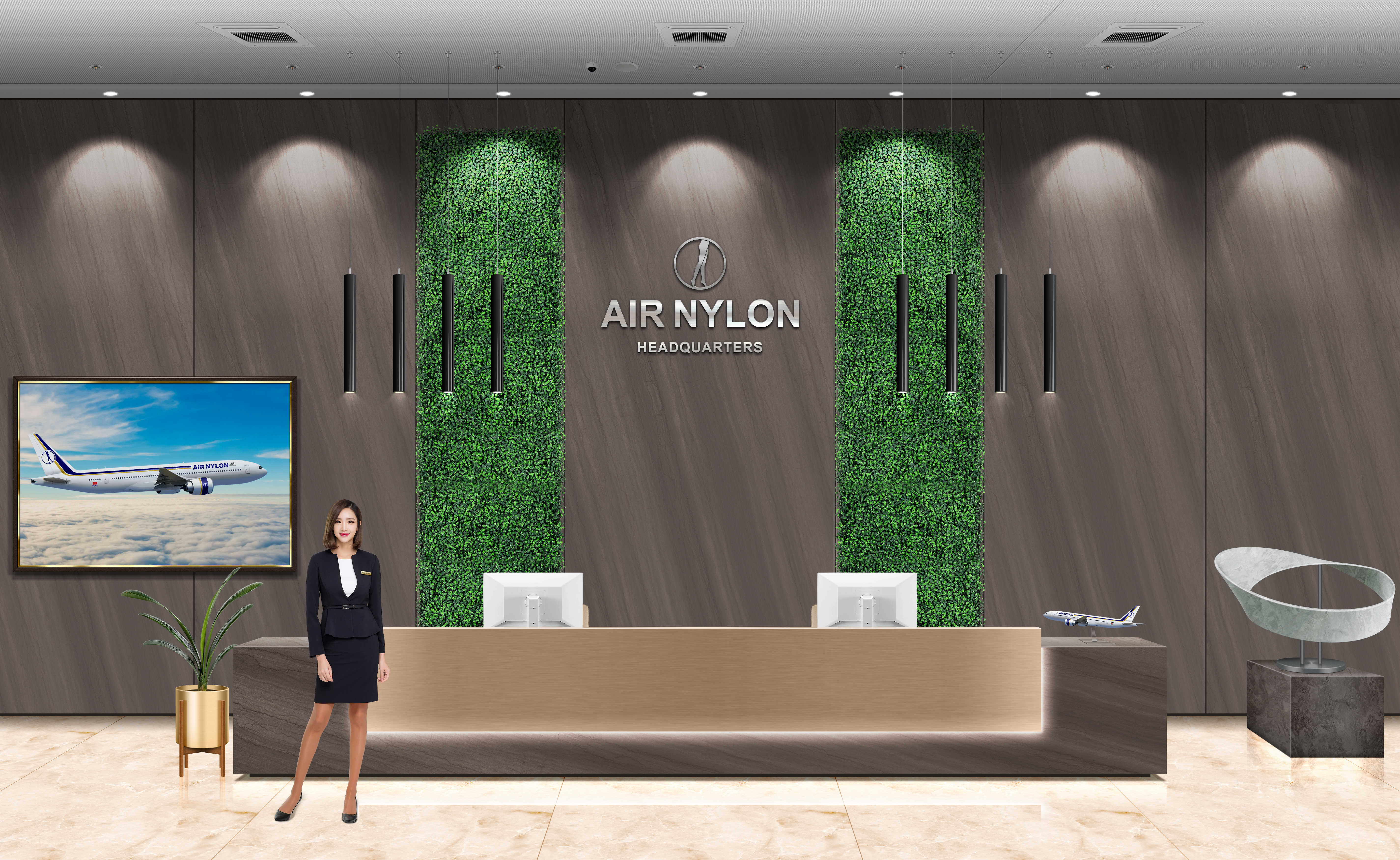 Reception Reception Desk Front Desk Women Looking At Viewer Standing Office Girl Smiling Aircraft As 5700x3500