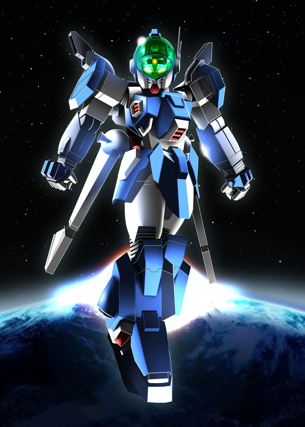 Anime Mechs Layzner Blue Meteor SPT Layzner Super Robot Taisen Artwork Digital Art Fan Art 1295x1812