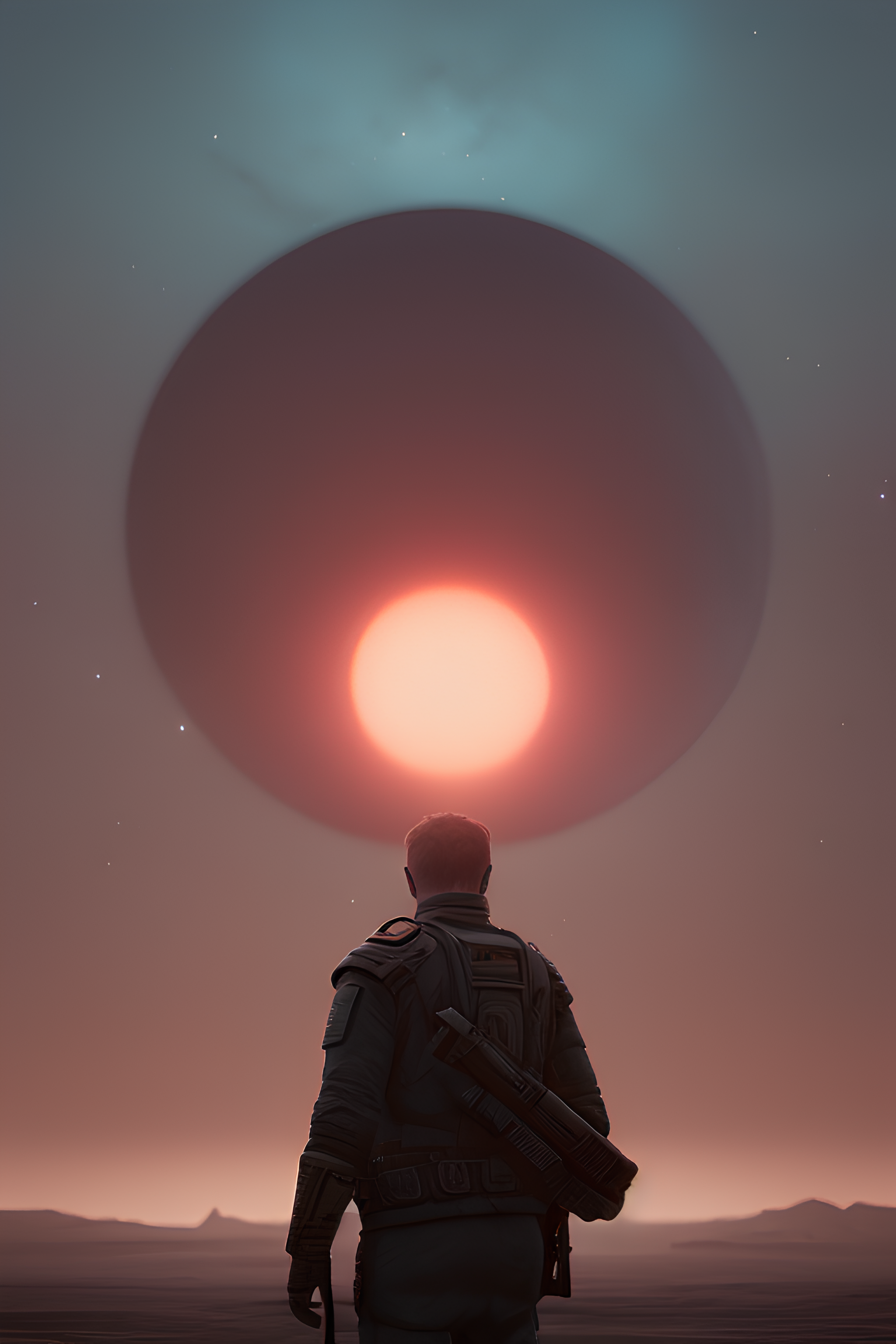 Barren Exoplanet Science Fiction Red Sun Ai Art Stable Diffusion Red Dunes Sky 2048x3072