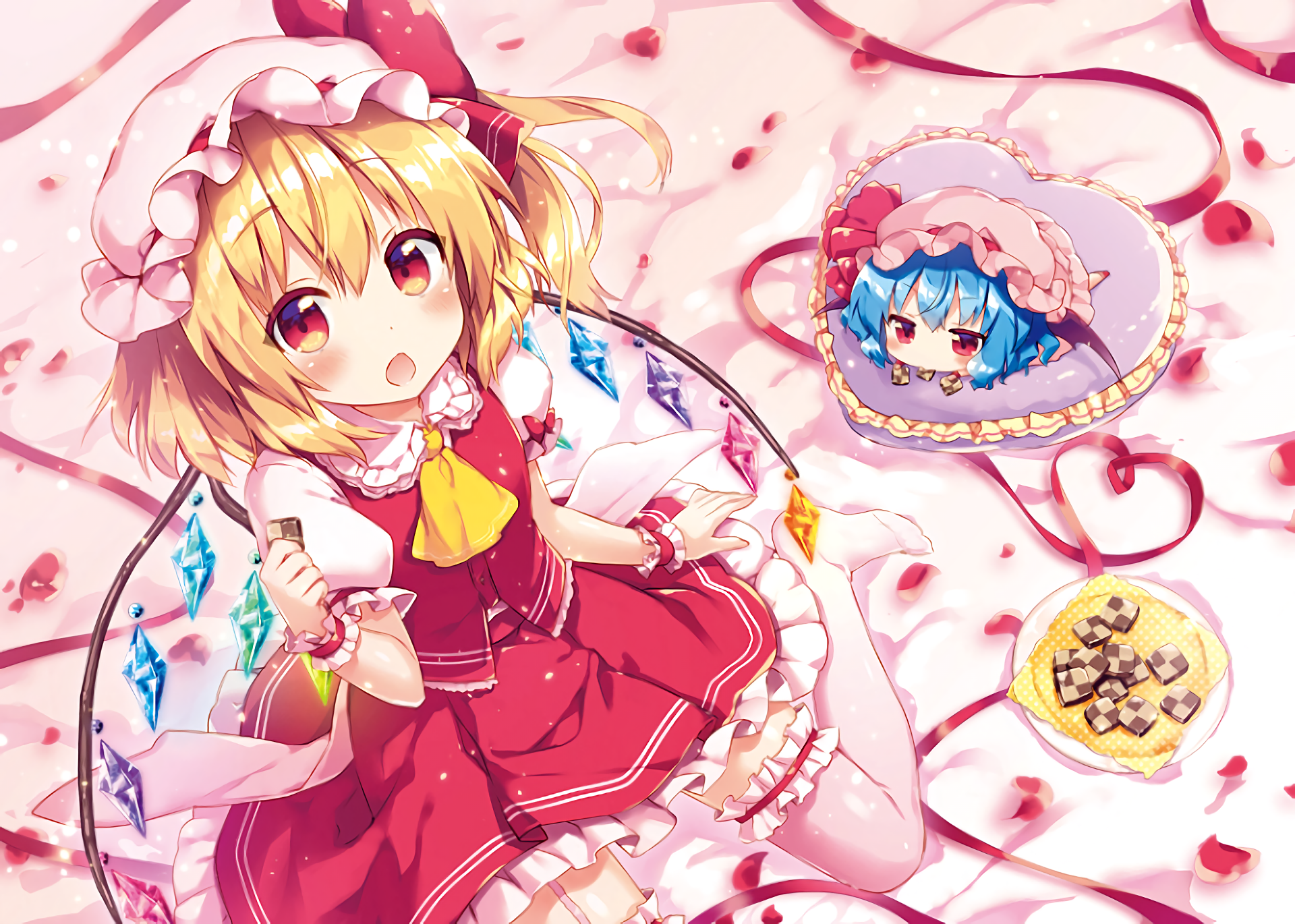 Anime Anime Girls Touhou Flandre Scarlet Remilia Scarlet Sweets 1920x1370