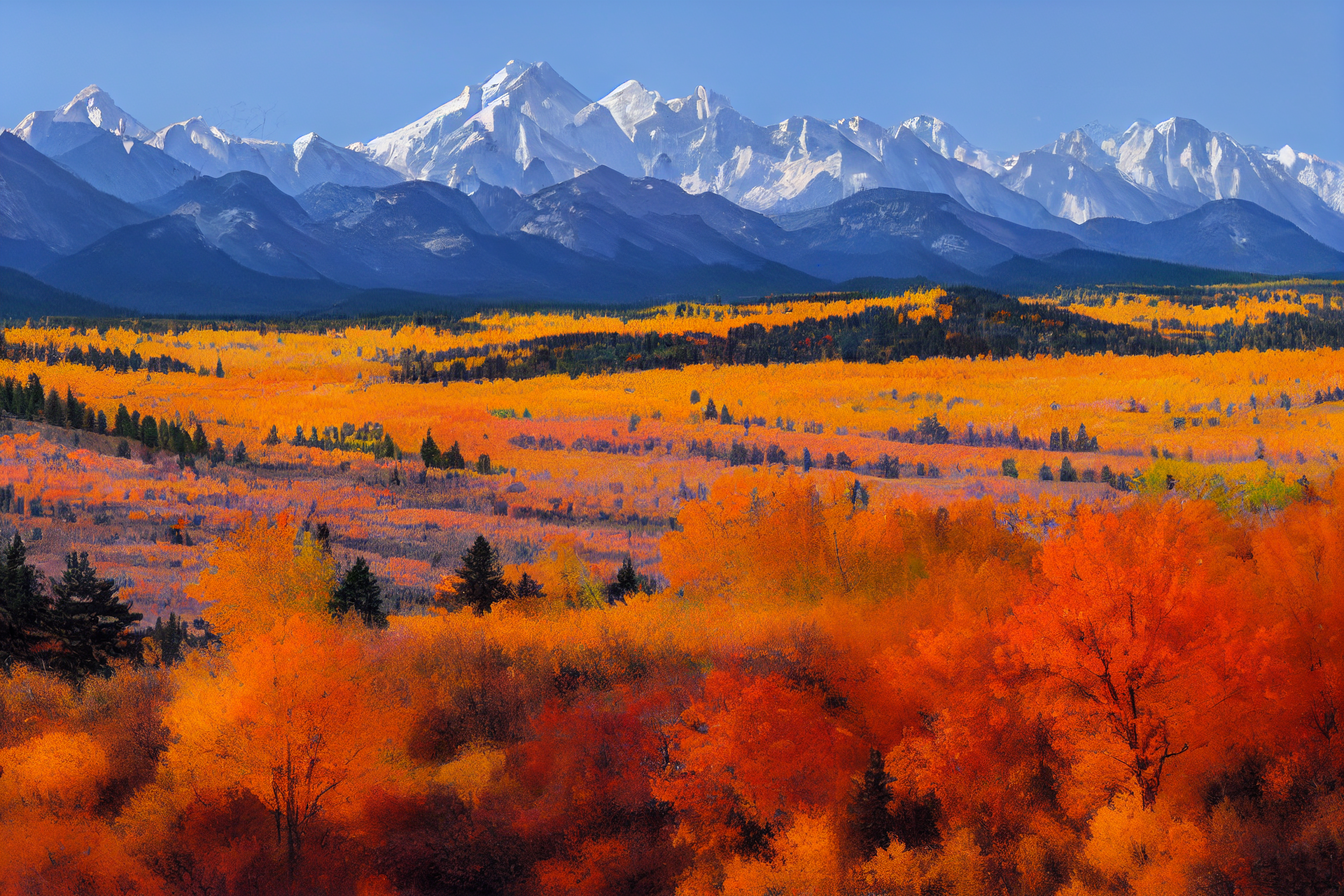 Fall Colorado Rocky Mountains Valley Artwork Mountains Nature 2304x1536