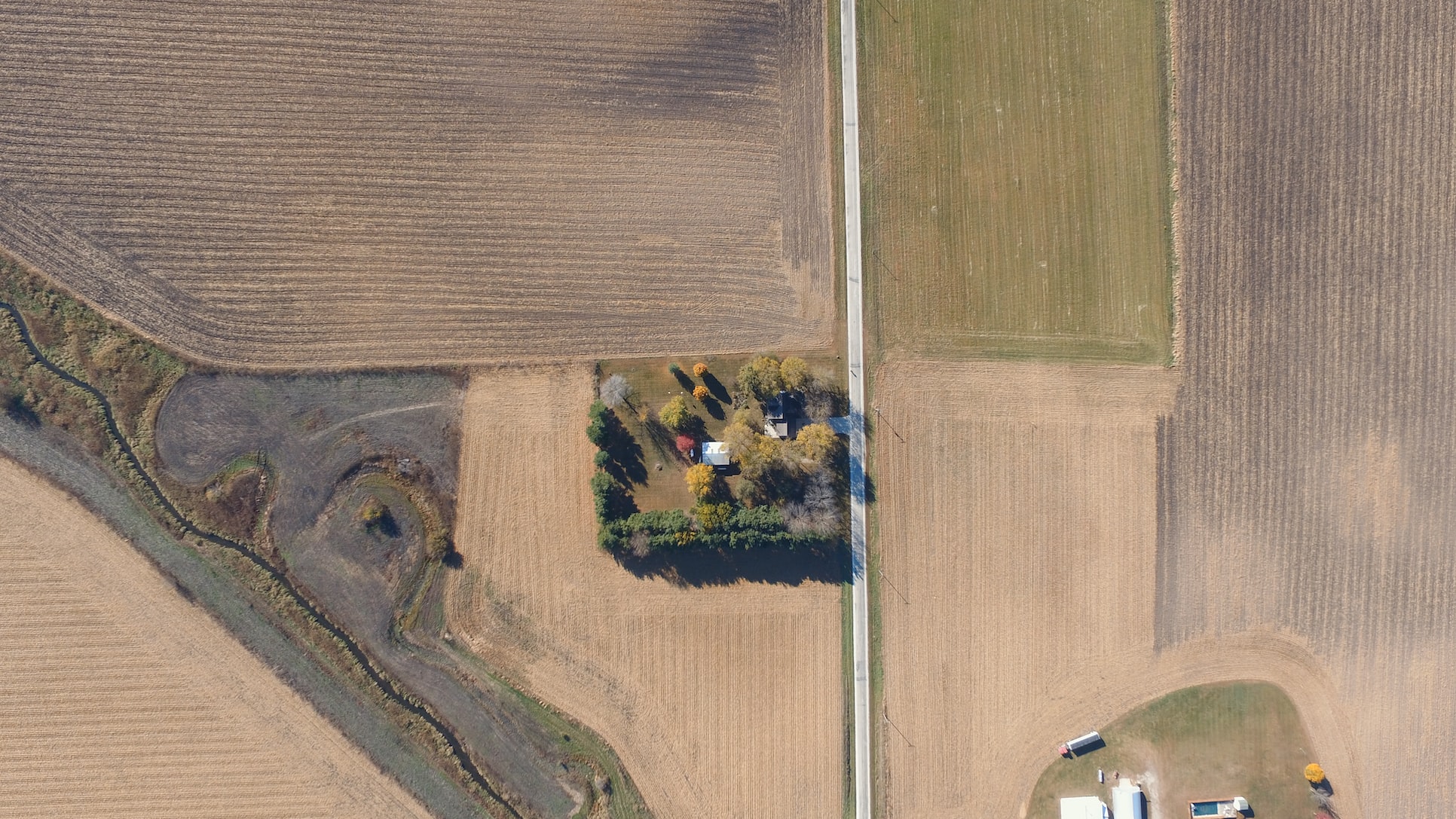 Aerial View Road Farming Field 1932x1087