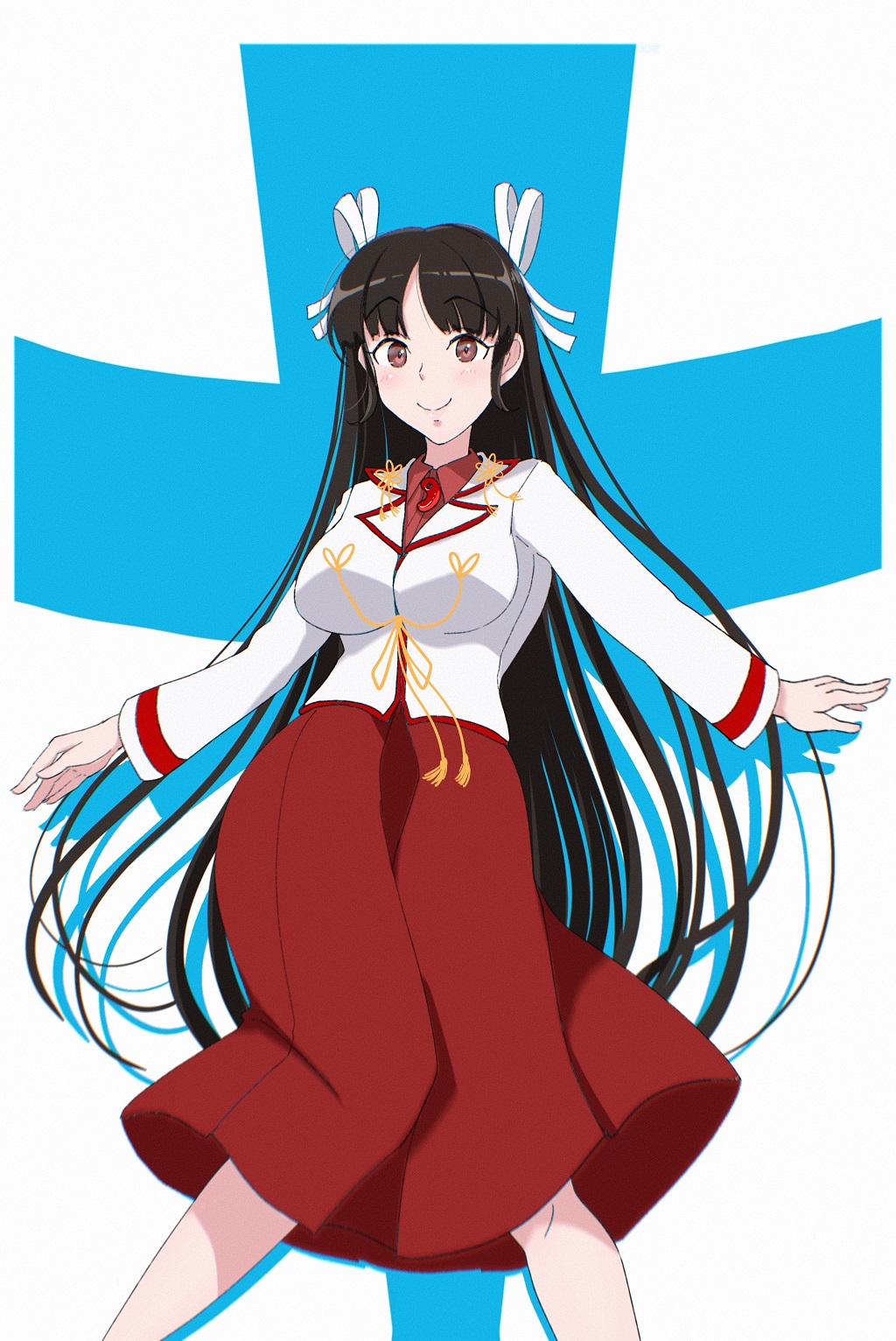 Anime Anime Girls Kantai Collection Hiyou Kancolle Long Hair Black Hair Solo Artwork Digital Art Fan 1024x1532