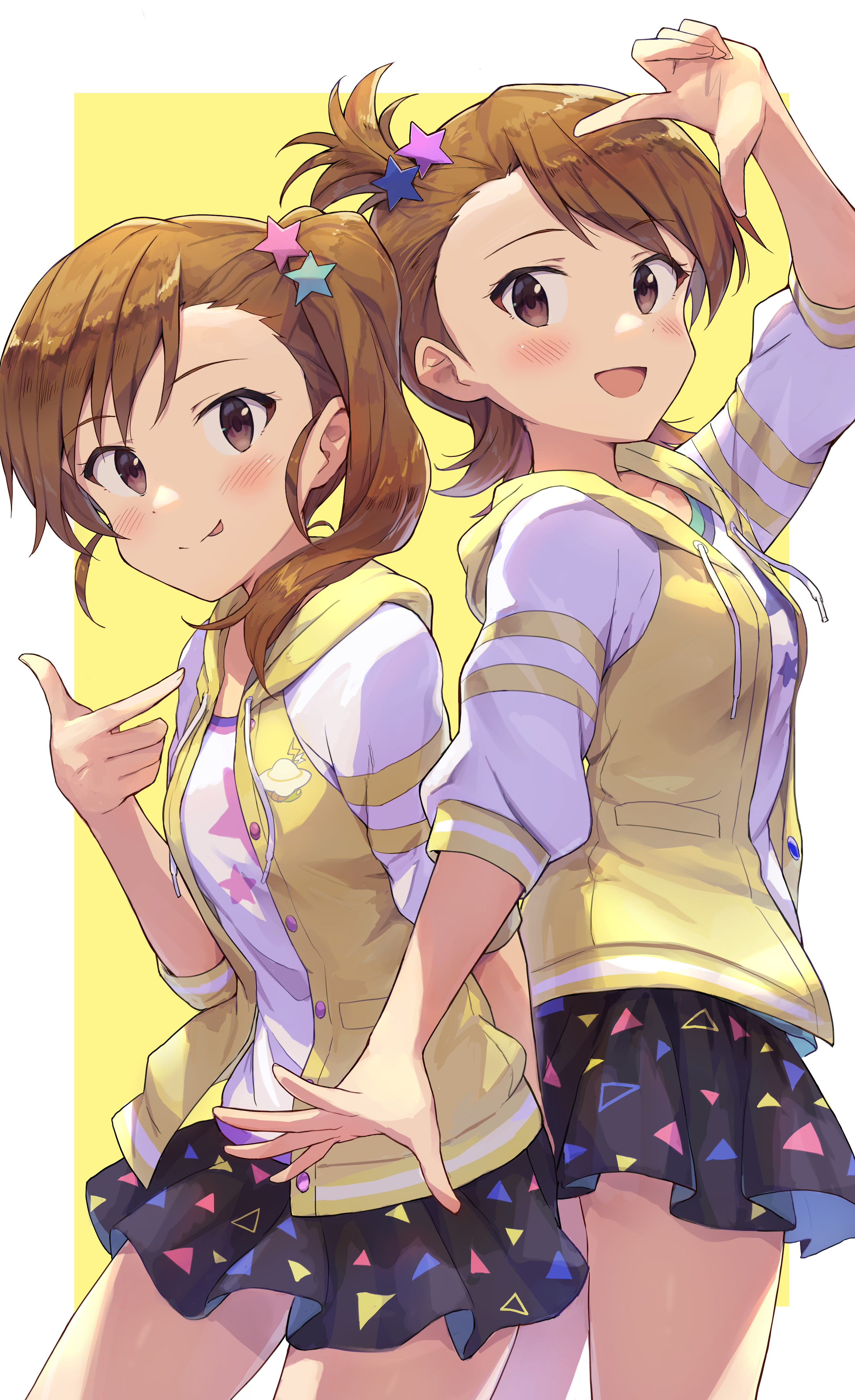 Anime Anime Girls THE IDOLM STER Futami Ami Futami Mami Long Sleeves Brunette Twins Two Women Artwor 2624x4299