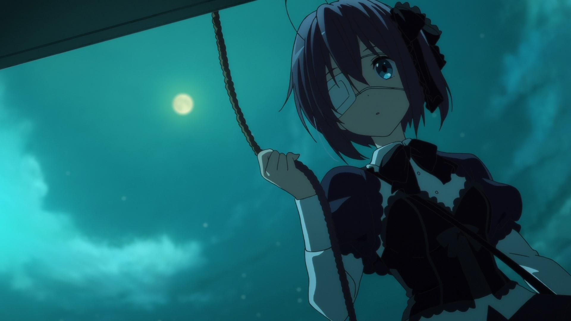 Anime Anime Girls Takanashi Rikka Chuunibyou Demo Koi Ga Shitai Anime Screenshot Moon Sky Night Eyep 1920x1080