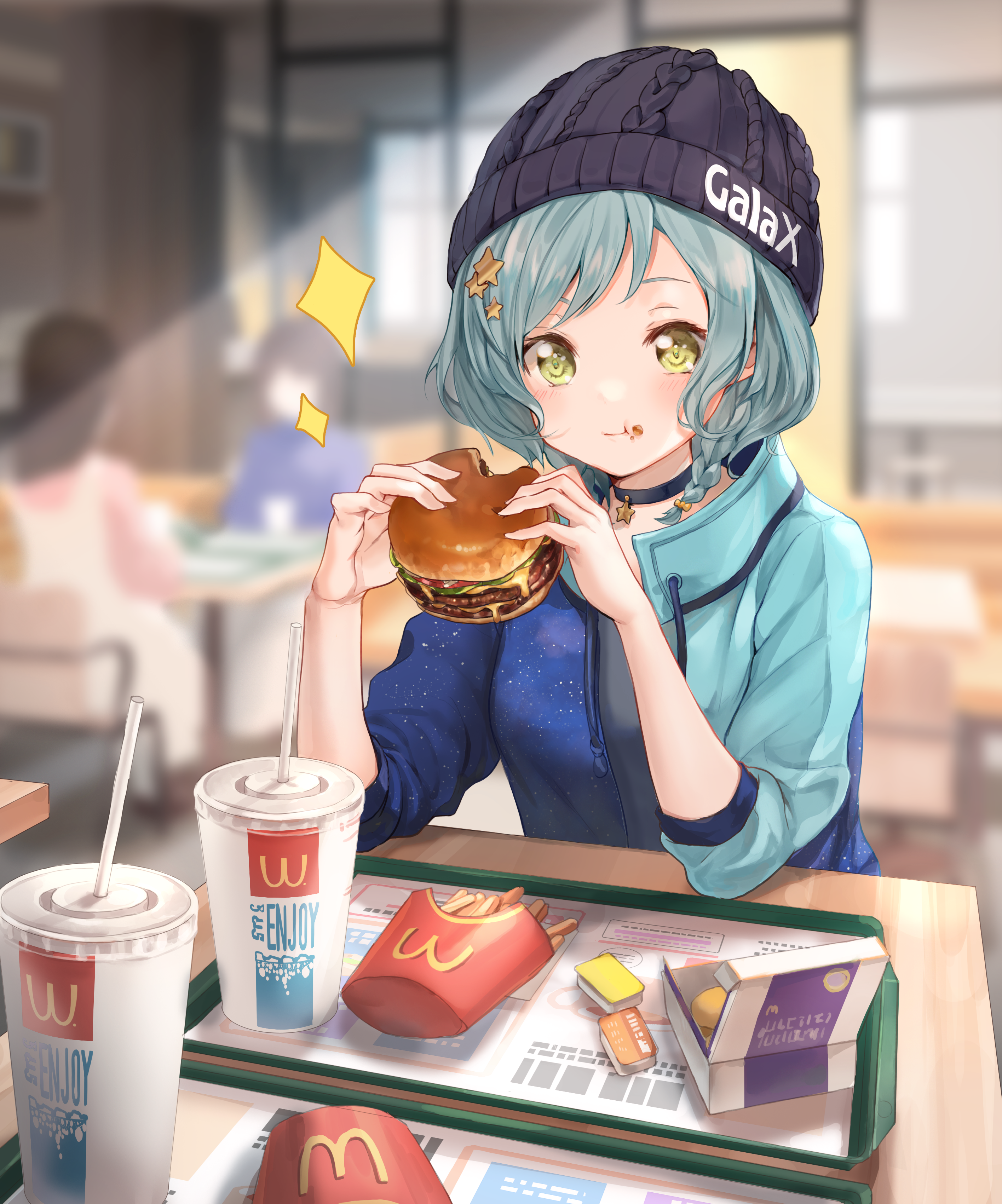 Cartoon Cute Little Girl Eating Hamburger Character Kawaii Anime Manga  Illustration  AI Free Download  Pikbest