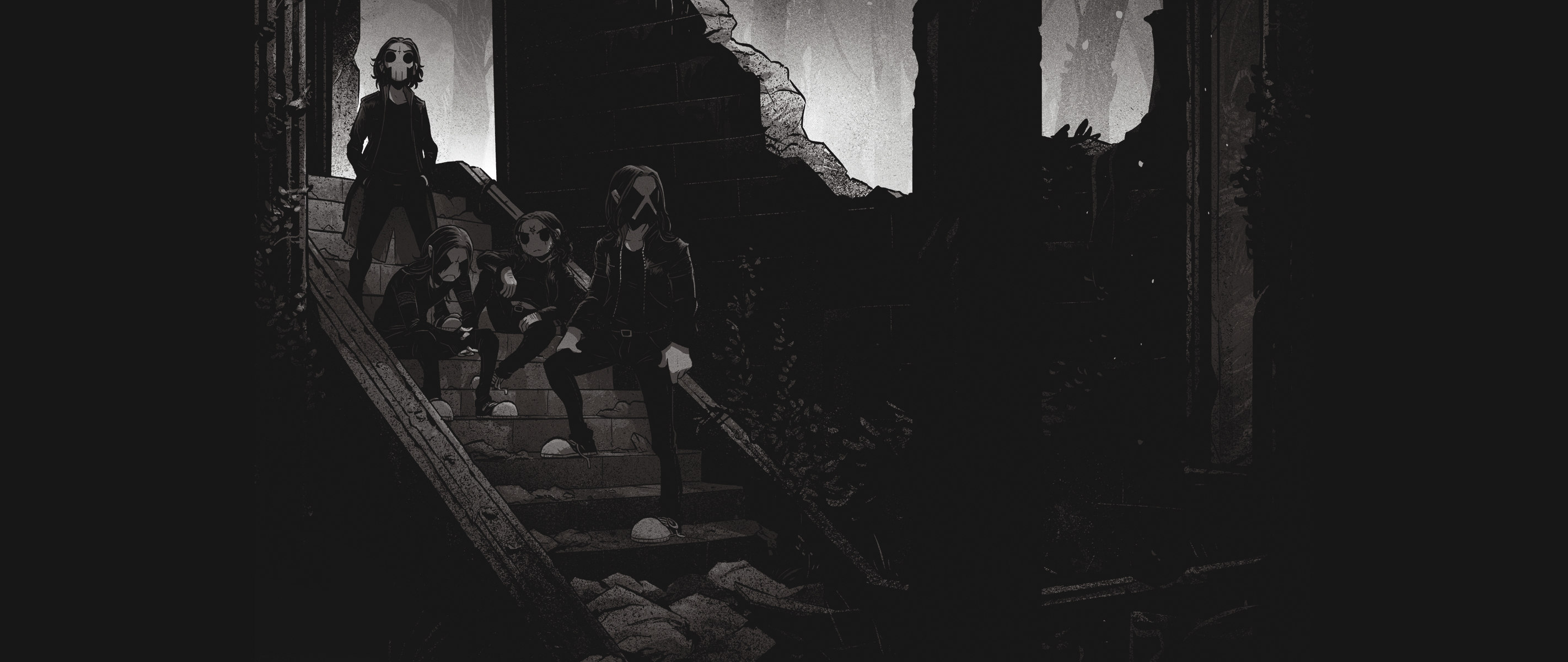 Black Metal Dark Dark Background Monochrome JP Ahonen Satanic Stairs 2844x1200
