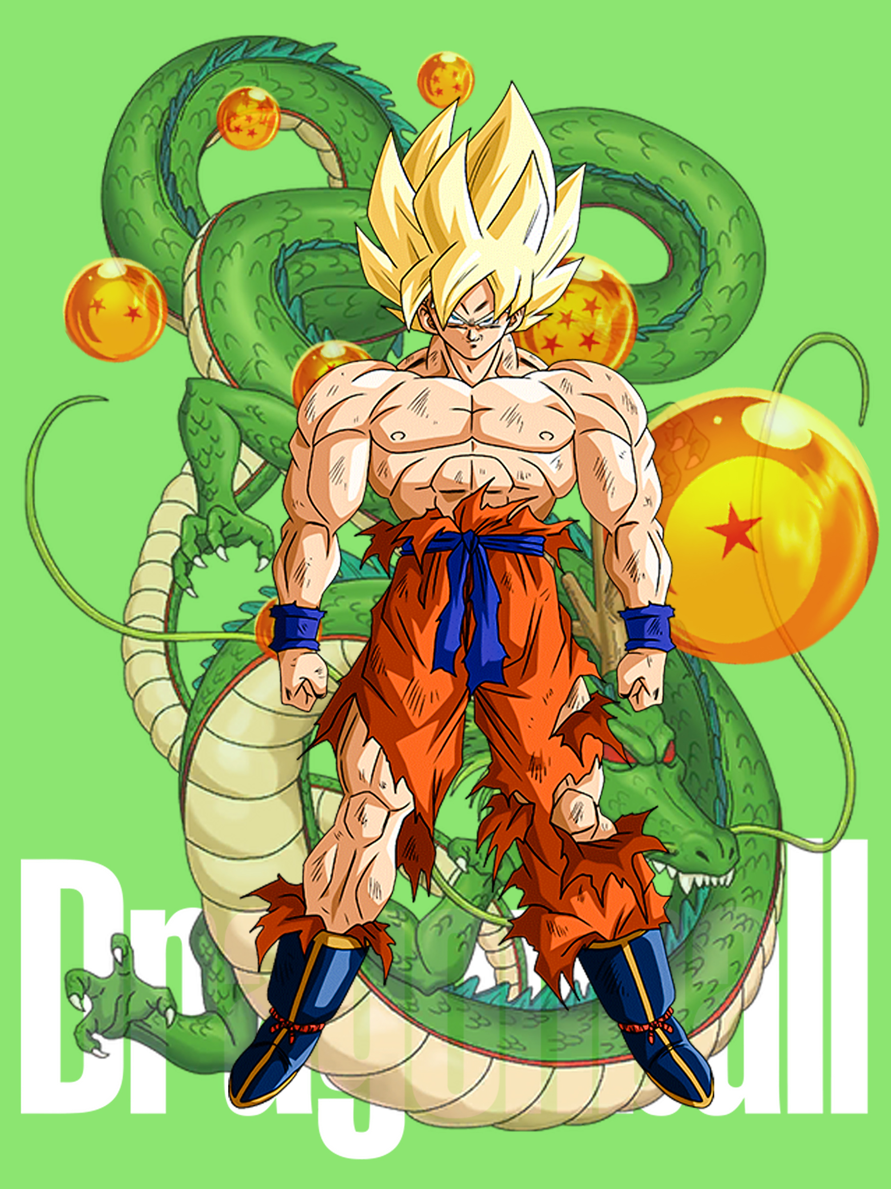 Dragon Ball Z Shirtless Son Goku Dragon Transparency Anime Boys Muscles Vertical 1800x2400