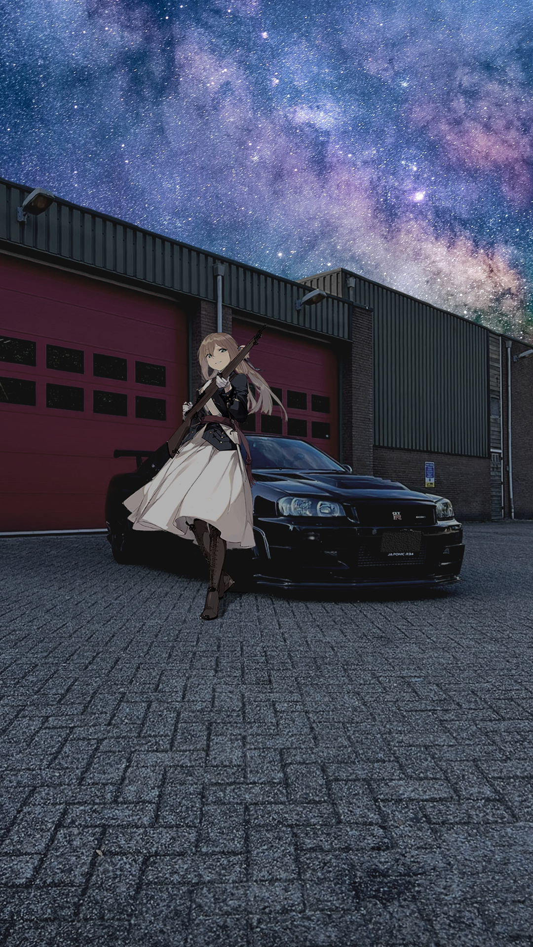 Anime Girls With Guns Jdmxanime Japanese Cars Nissan Skyline R34 Stars Car Animeirl 1080x1920