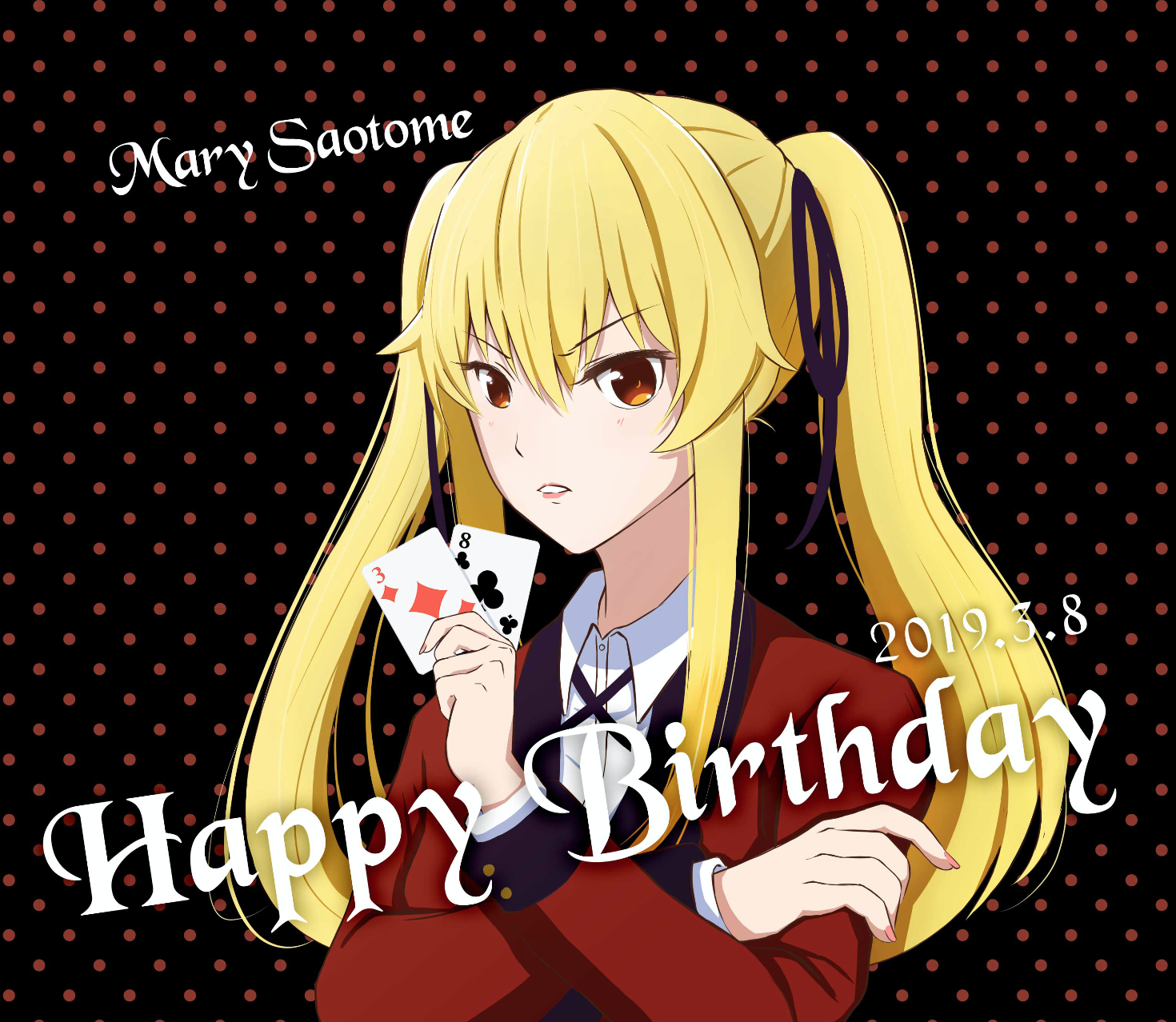 Anime Anime Girls Kakegurui Saotome Meari Twintails Blonde Solo Artwork Digital Art Fan Art Cards 1470x1278