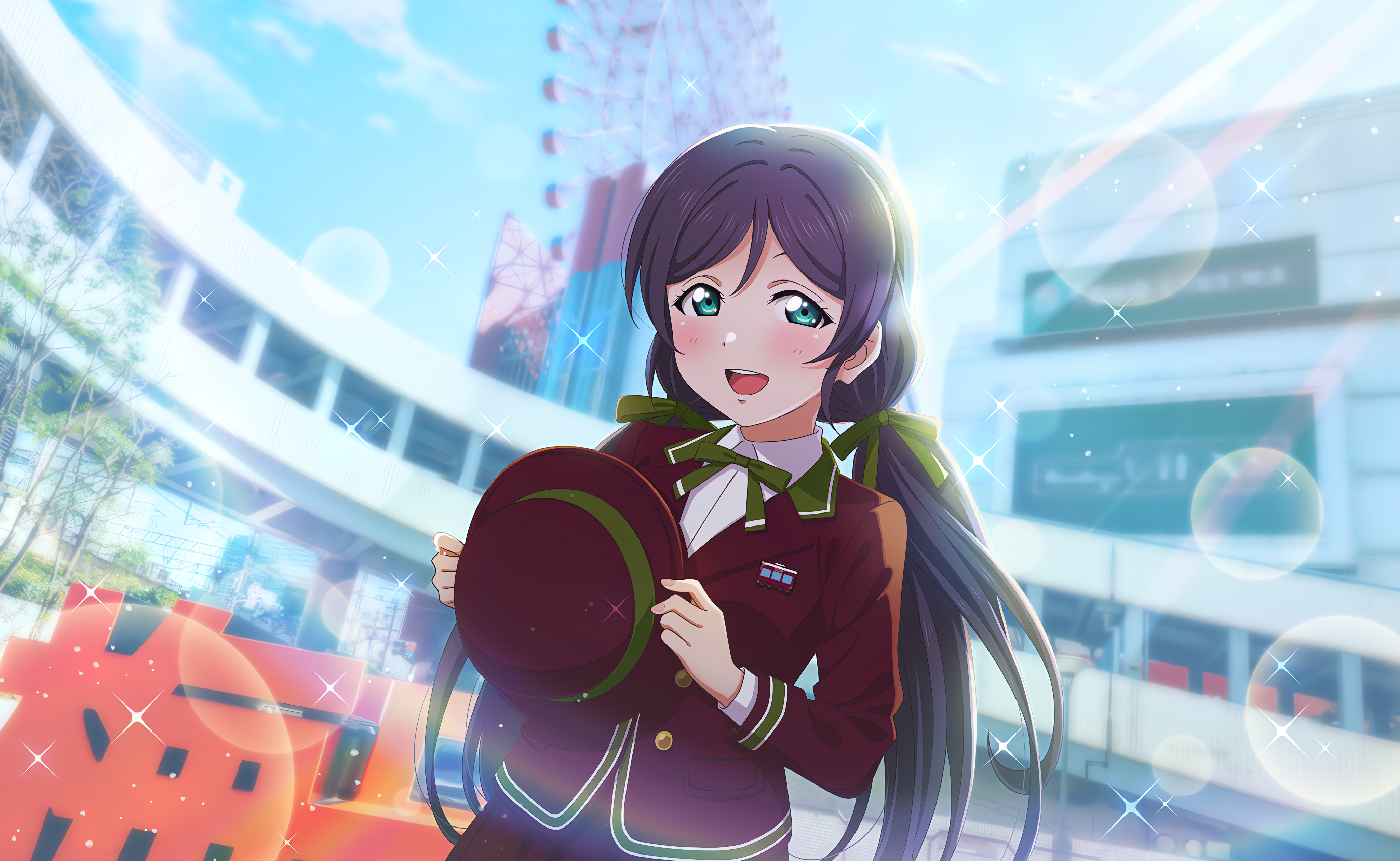 Toujou Nozomi Love Live Anime Anime Girls Long Hair Hat Schoolgirl School Uniform Blushing Looking A 4096x2520